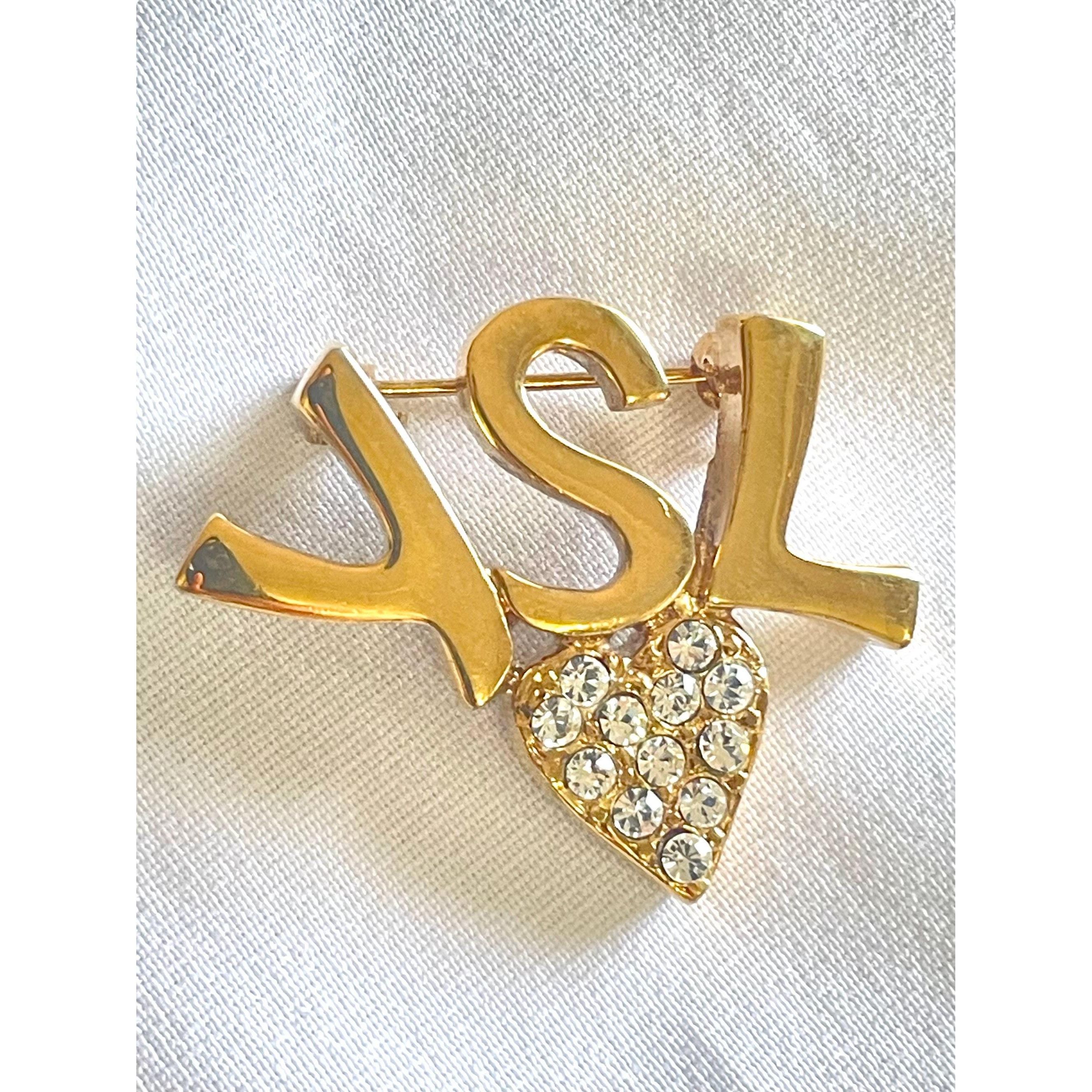 Yves Saint Laurent Vintage Yves Saint Laurent classic YSL logo and heart brooch Size ONE SIZE - 6 Thumbnail