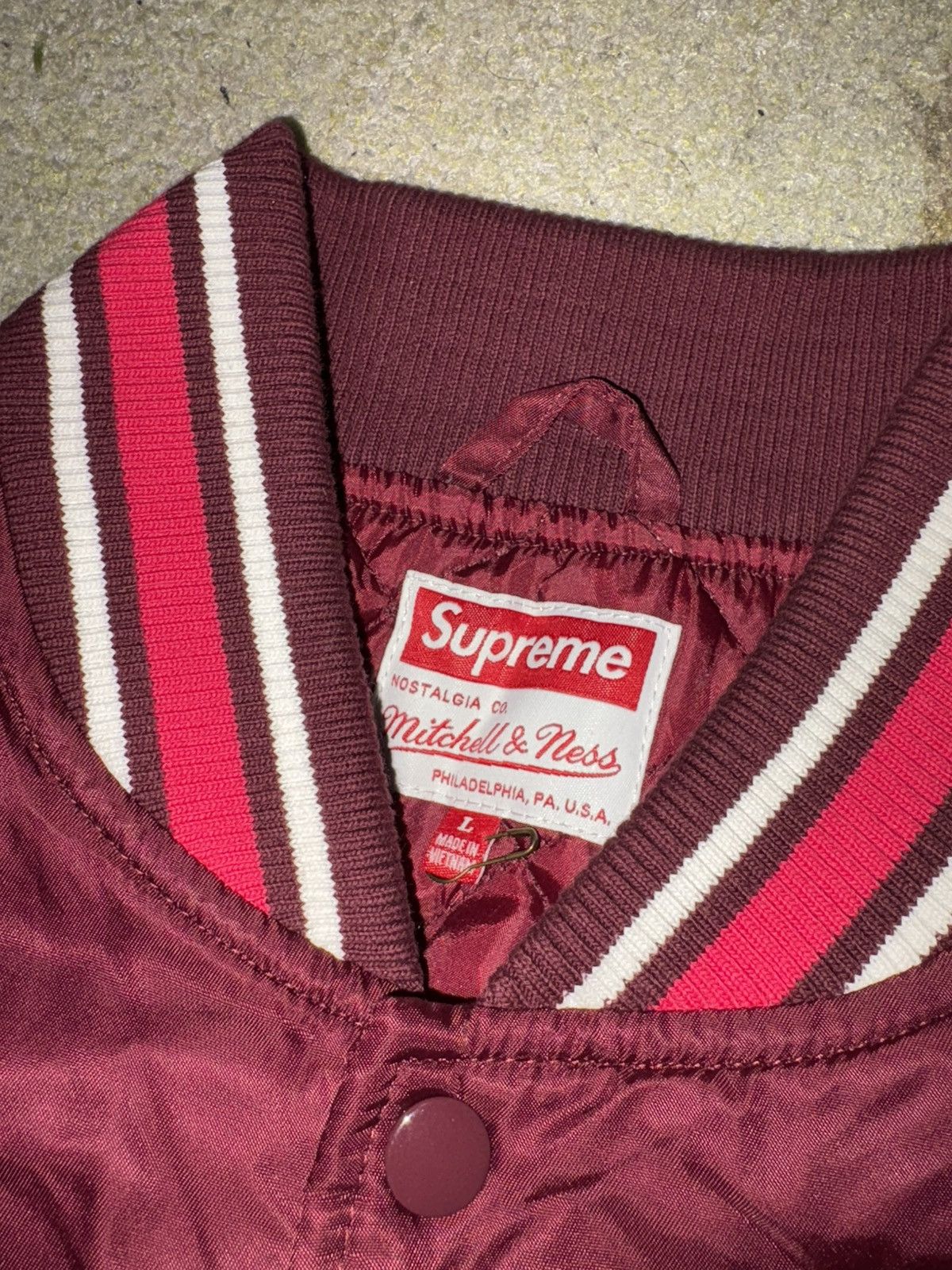 Mitchell & Ness × Supreme Supreme Mitchell & Ness Camo Logo Varsity Jacket Burgundy Size US L / EU 52-54 / 3 - 5 Thumbnail