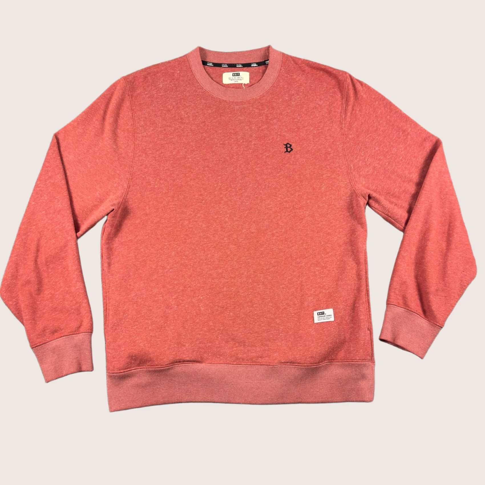 Logo 7 BAIT Sweatshirt Mens Large Red Heather Crewneck Fleece Embroidered B Logo Size US L / EU 52-54 / 3 - 1 Thumbnail
