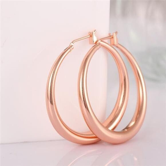Other 18K Rose Gold Plated Bali Hoop Earrings Latch Back Design Size ONE SIZE - 4 Thumbnail