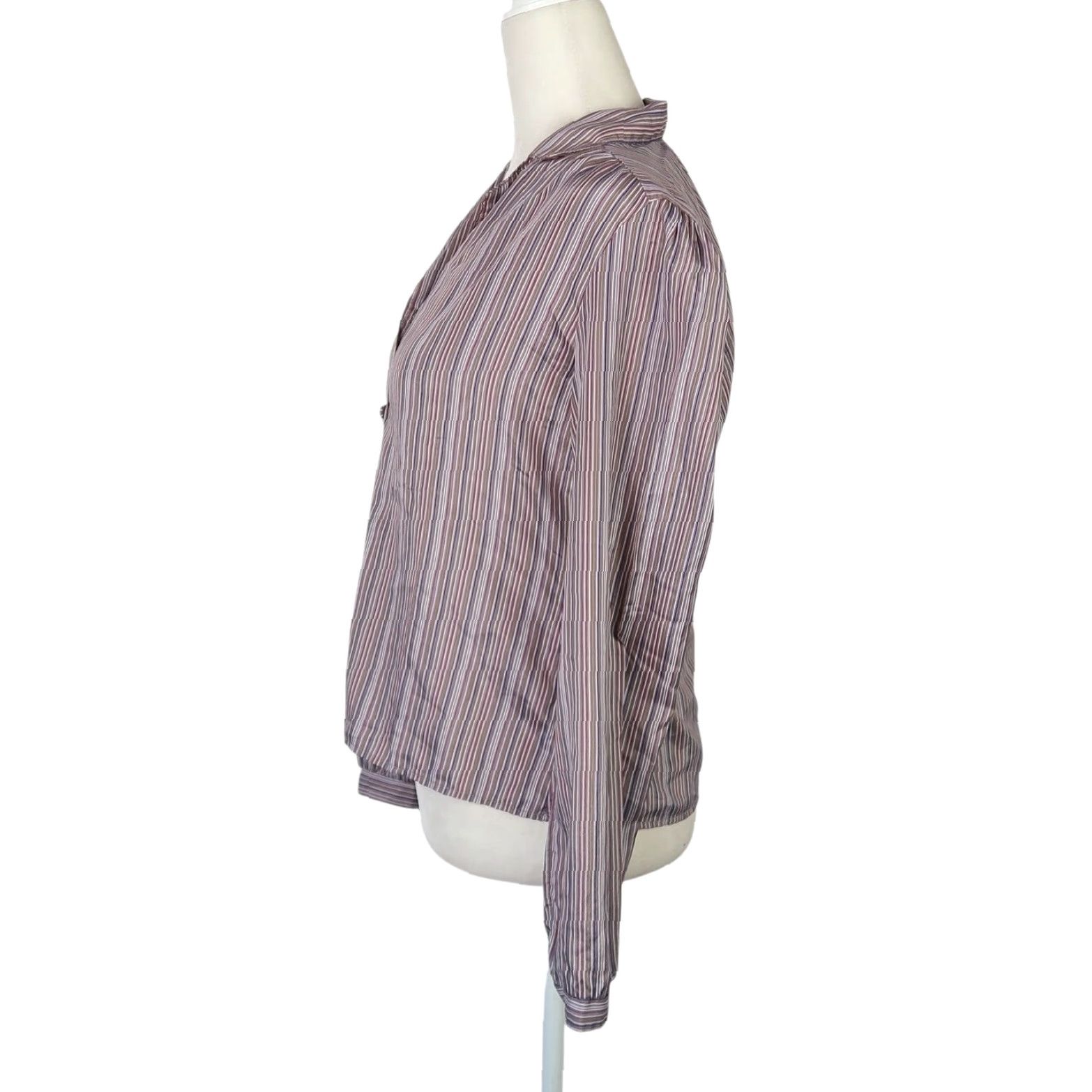 Vintage VINTAGE Jonathan Martin Grey Pinstripe Button Down Blouse Top 10 Adult Womens Long Sleeve 70s Size L / US 10 / IT 46 - 3 Thumbnail