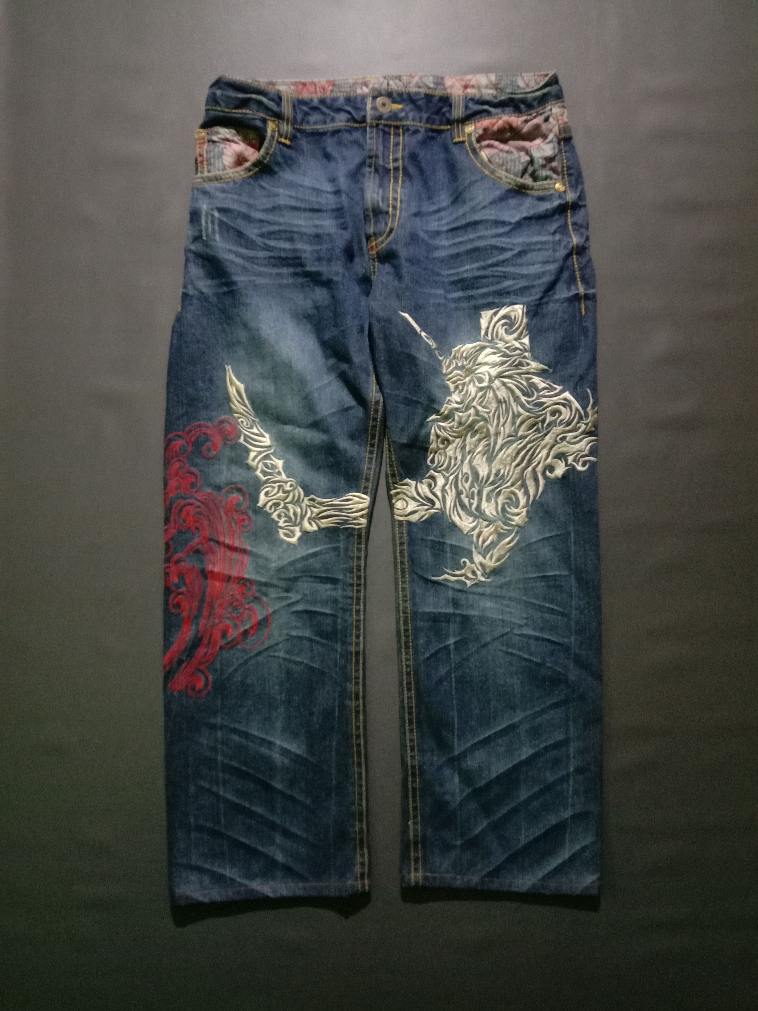 Anime Vintage Evangelion x Nishiki x Miyabi Musubi Jeans Oriental Size US 38 / EU 54 - 2 Thumbnail