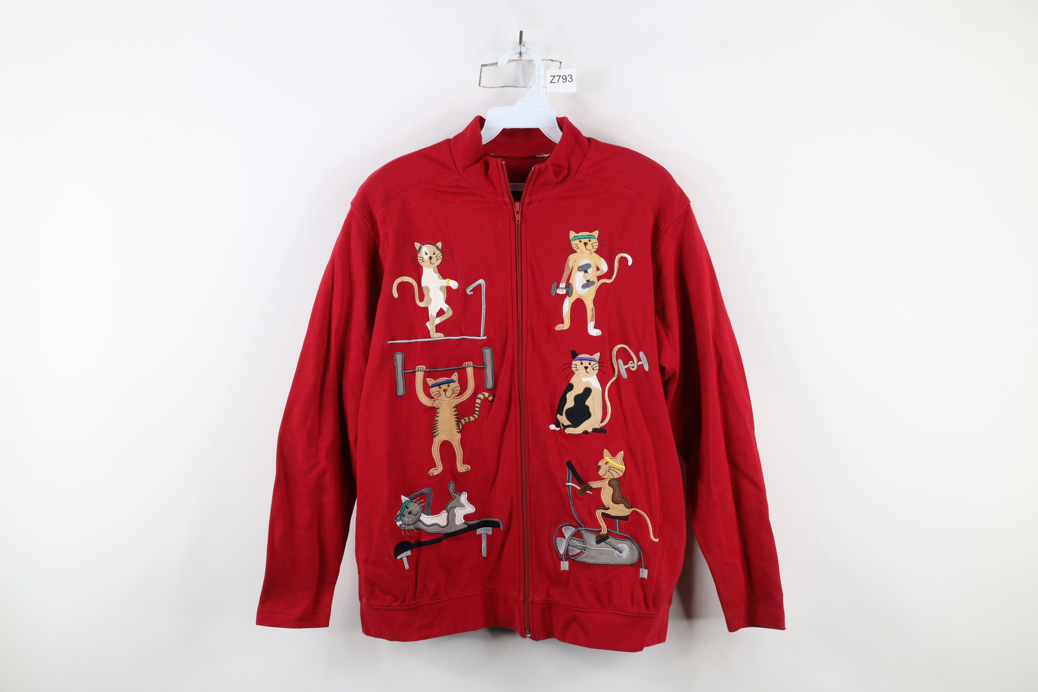 Vintage Vintage 90s Streetwear Cat Kitten Gym Full Zip Sweatshirt Size M / US 6-8 / IT 42-44 - 1 Thumbnail