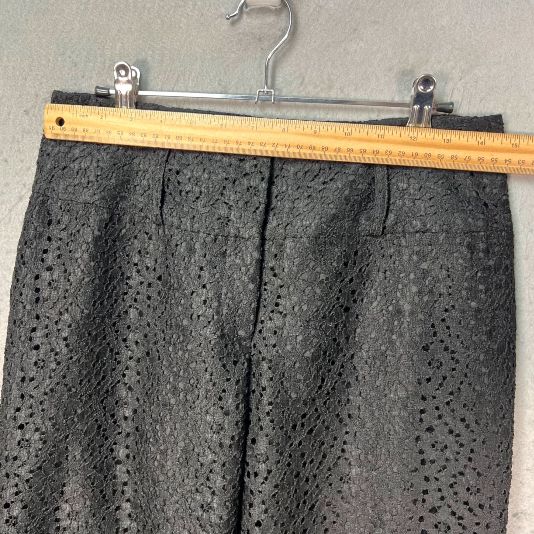 Vintage Cache Womens Pants 4 Black Eyelet Flare Wide-Leg High Rise Cotton Acetate Dress Pants Womens High Rise Flared 29in Inseam Size 27" / US 4 / IT 40 - 5 Thumbnail