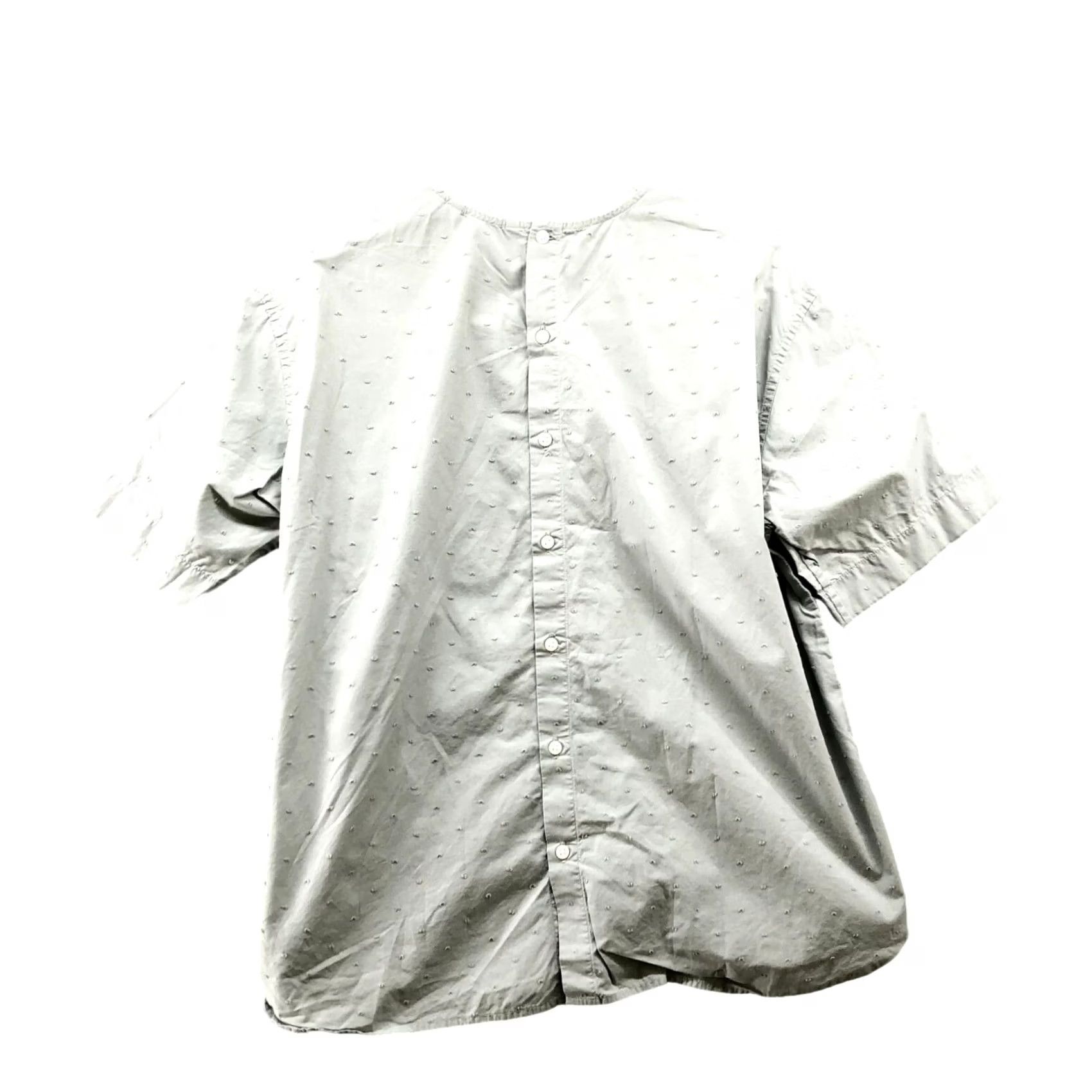 Uniqlo Uniqlo Blouse Womens S Sage Green Swiss Dot Short Sleeve Cotton Top Fancy Button Back Casual Spring Summer Basic Classic Size S / US 4 / IT 40 - 2 Thumbnail
