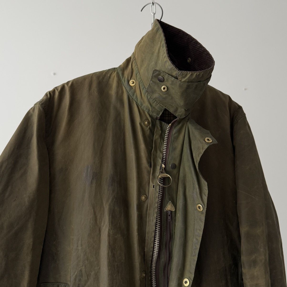 Barbour × Vintage Vintage 80s Barbour Border Waxed Khaki Jacket Size US M / EU 48-50 / 2 - 5 Thumbnail