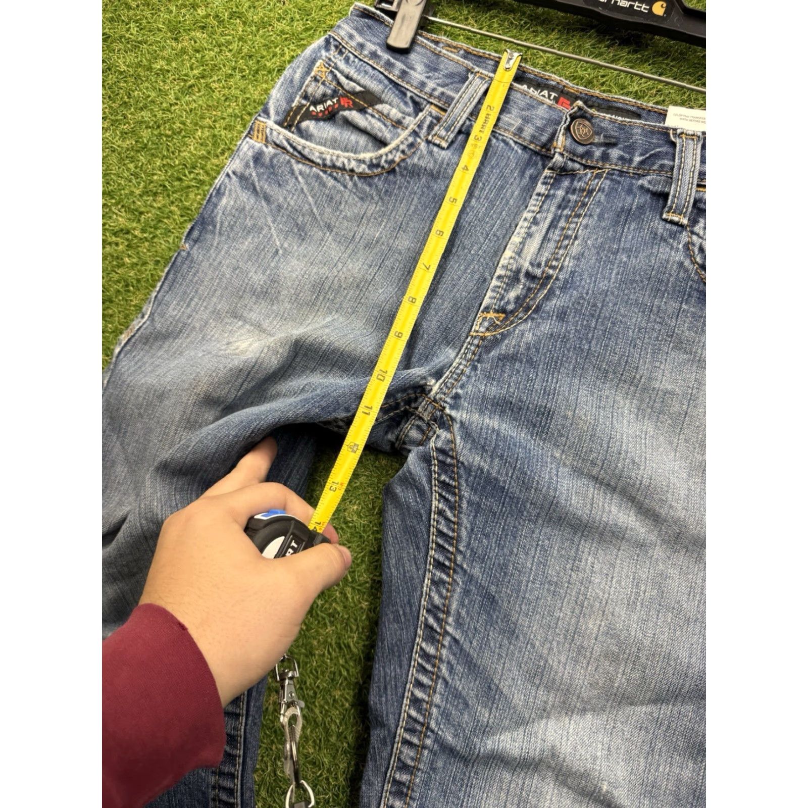 Ariat Ariat Jeans Mens 30 M5 Straight Fit Freyed Hem Medium Wash Denim Workwear 30x23 Vintage No Size 36 Belt? Size US 36 / EU 52 - 5 Thumbnail