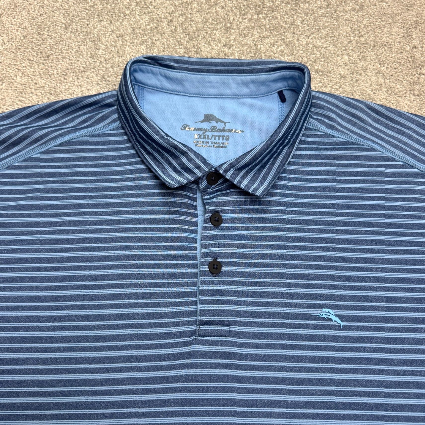 Tommy Bahama Tommy Bahama Performance Polo Shirt Mens 3XL Blue Striped Short Sleeve Golf Fish Size US XXL / EU 58 / 5 - 3 Thumbnail