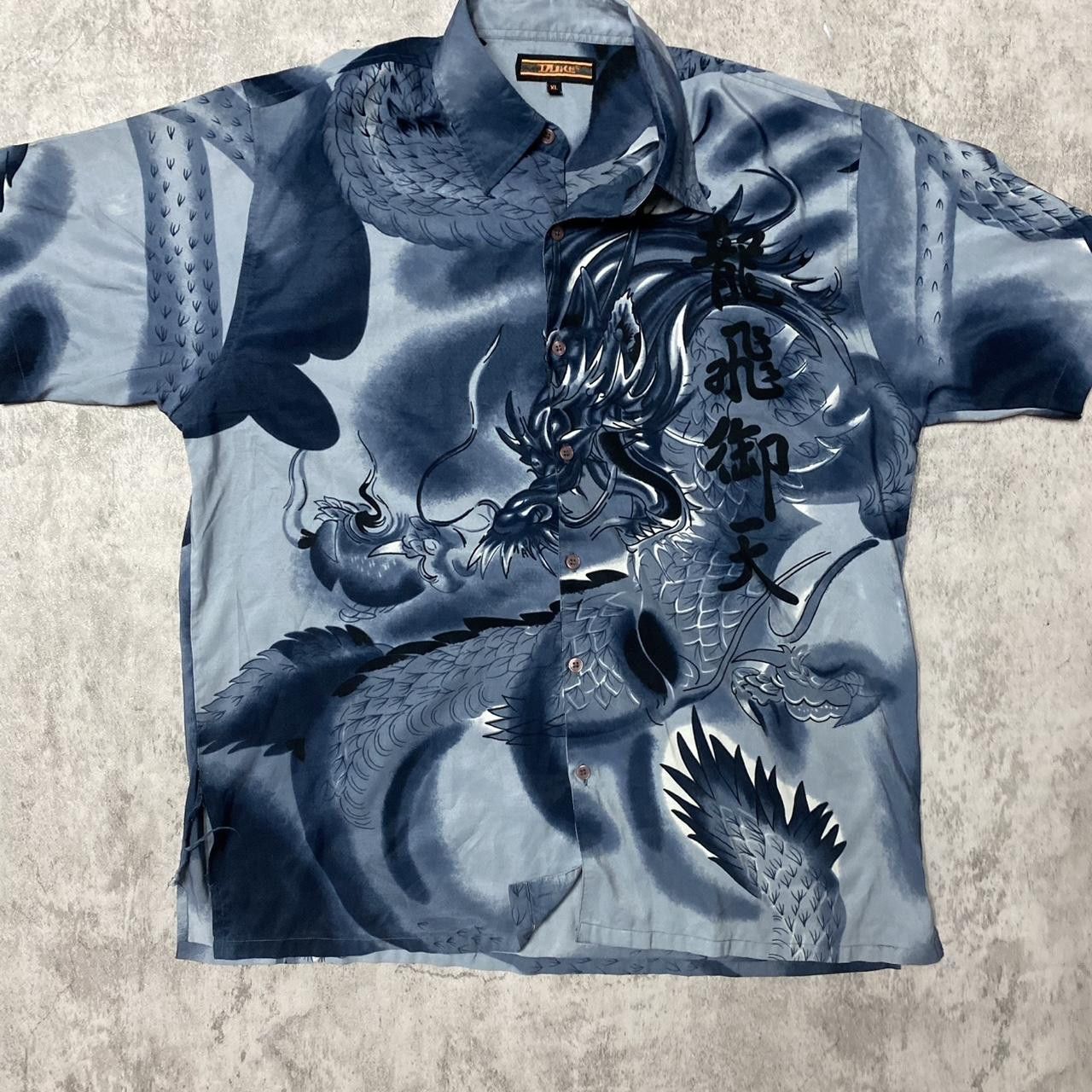 Other Blue and black silk button-up shirt with dragon Size US XL / EU 56 / 4 - 1 Thumbnail