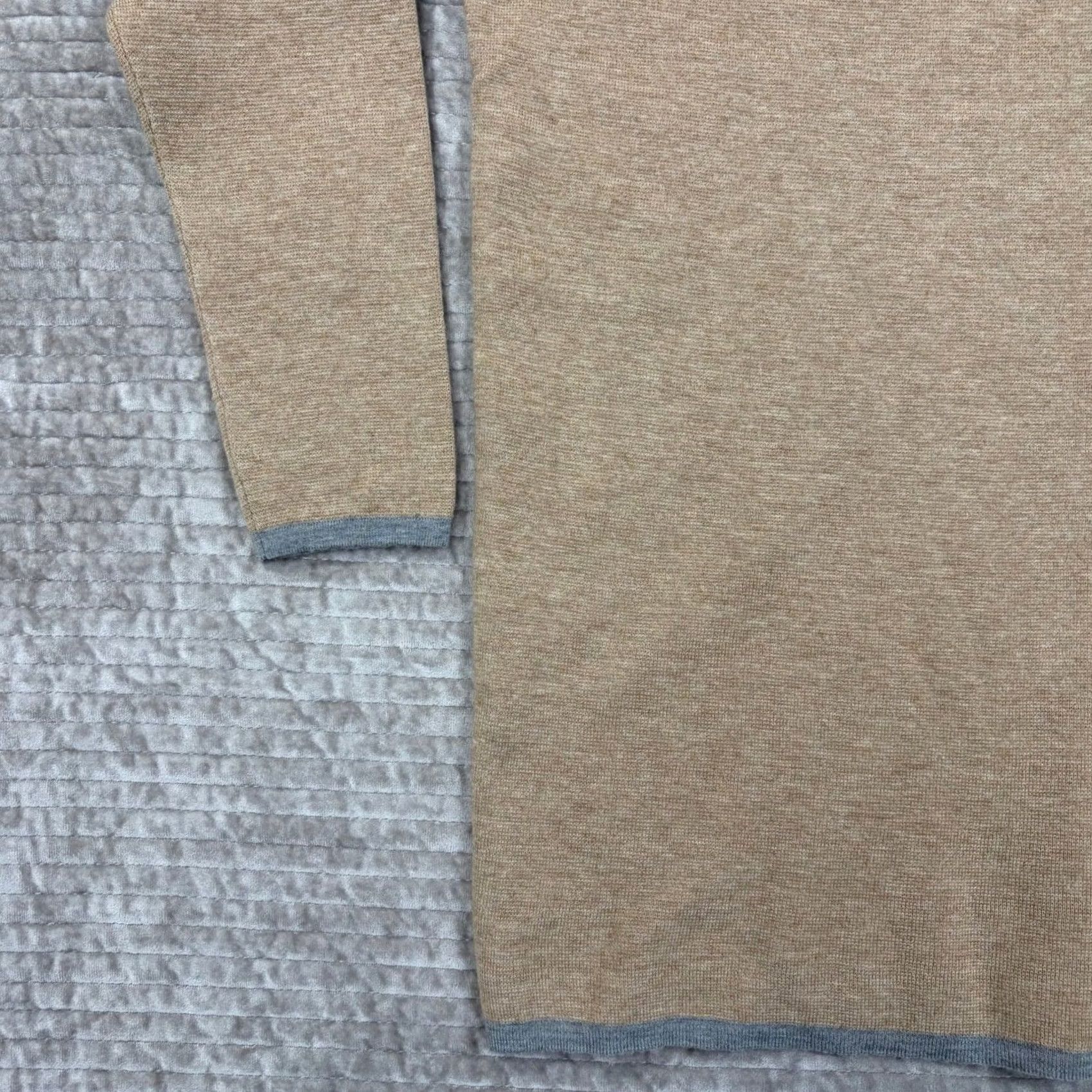 Max Mara MaxMara Sweater Crew Neck Wool Blend Cashmere Tan Grey Trim, 3/4 Sleeve, Size S, Womens, Casual Workwear Size S / US 4 / IT 40 - 2 Thumbnail