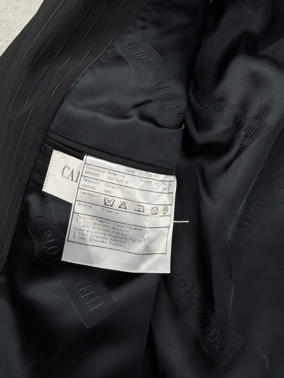 Carlo Pignatelli Carlo Pignatelli Suit 3 Piece Black Stripe Mens 54 Size 44R - 9 Thumbnail