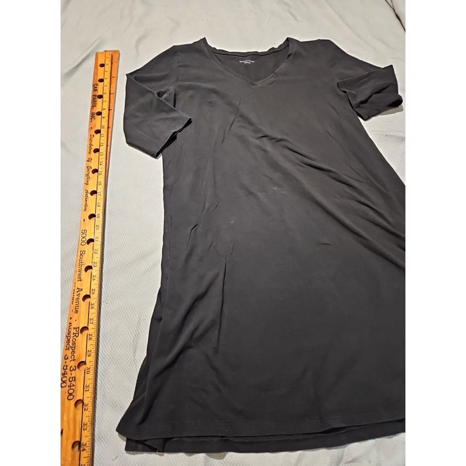 Eileen Fisher VINTAGE? No. Eileen Fisher Shirt Dress L Black V-Neck Basic Casual Relaxed Top Womens Large Black Shirt Dress Modern Classic Size L / US 10 / IT 46 - 4 Thumbnail