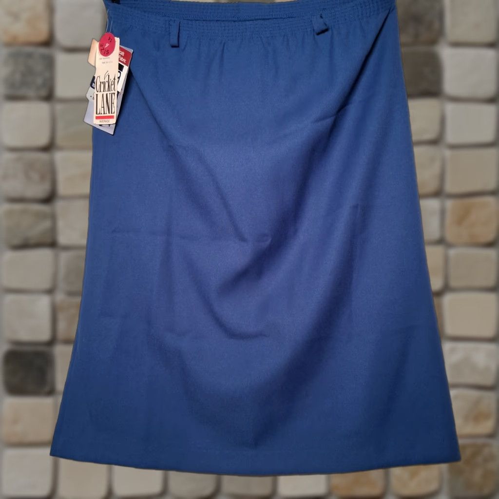 Vintage VINTAGE Cricket Lane Skirt Women Midi 16 Blue Polyester A-Line NOS 1980s Comfort Motion Regular Wool? Wait. Size 38" / US 16 / IT 52 - 1 Thumbnail