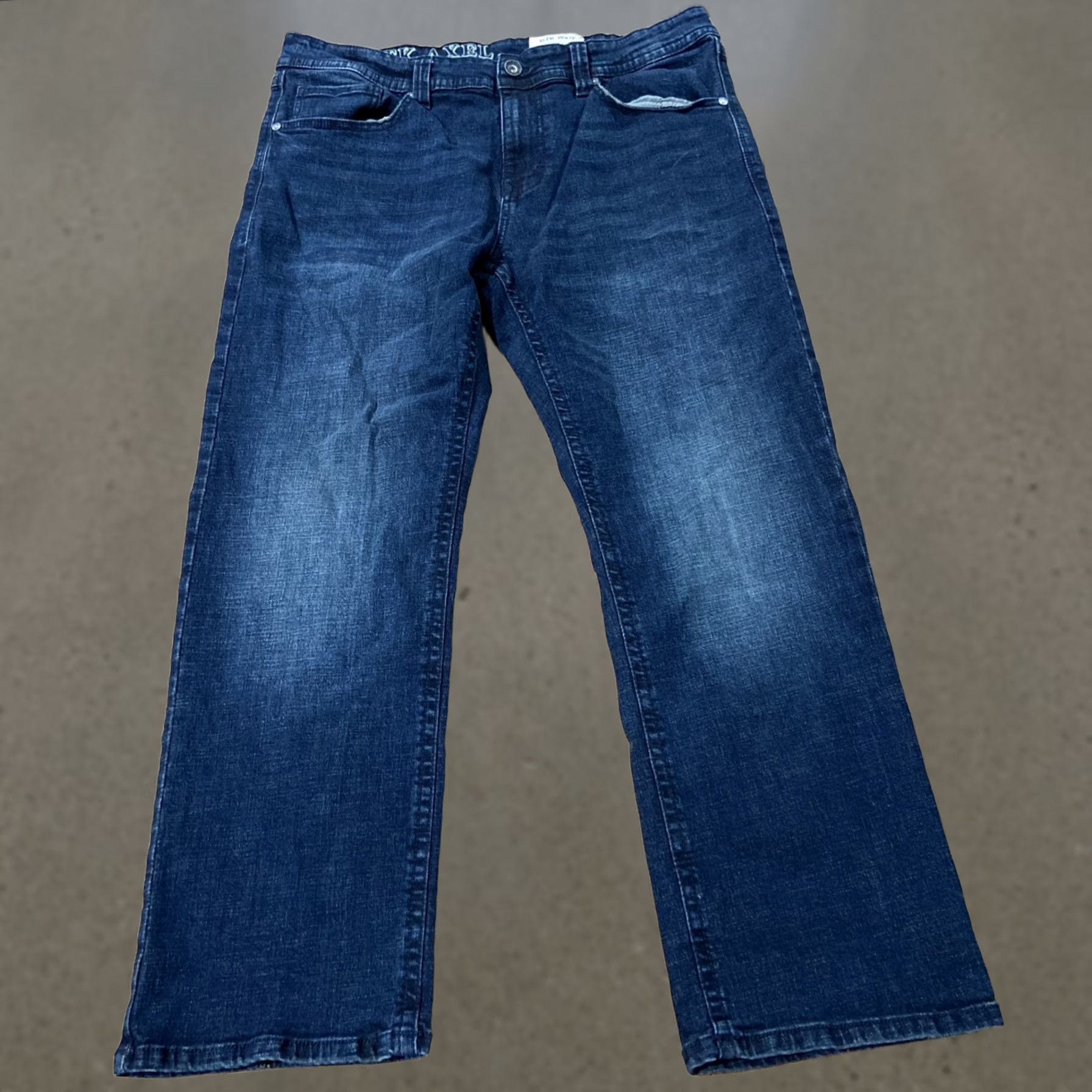 Denime TK Axel Jeans Slim Boot Cut Men's Regular 38x30 Blue Denim with 5-Pocket Distressed Embroidered Accents - Cotton Blend Denim Size US 38 / EU 54 - 1 Thumbnail