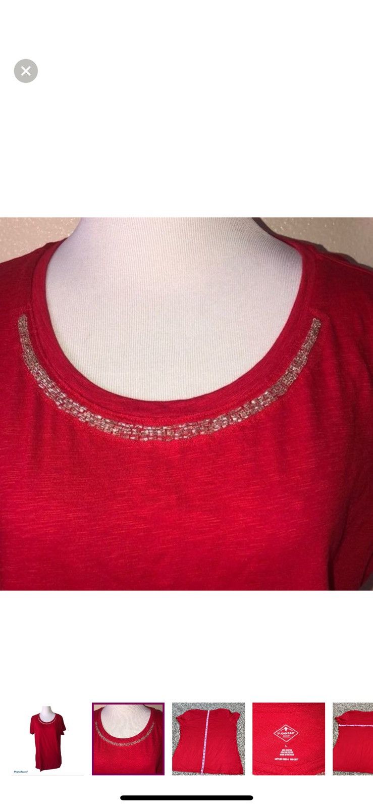 St. Johns Bay St. John’s bay large red beaded tee Size L / US 10 / IT 46 - 2 Thumbnail