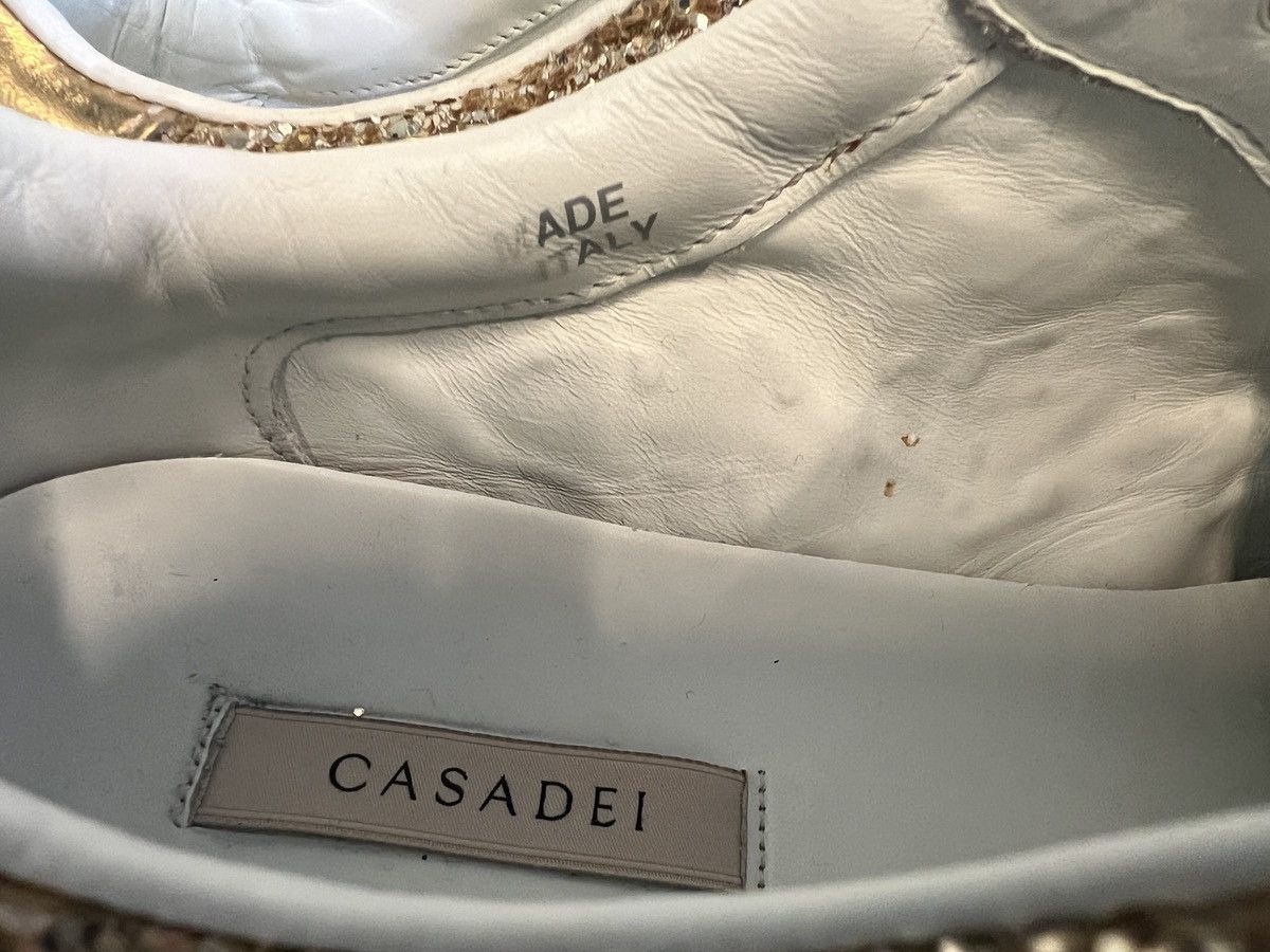 Casadei Casadei Gold Glitter Leather Trainers Low Top Sneakers, s 37 Size US 7 / IT 37 - 7 Thumbnail