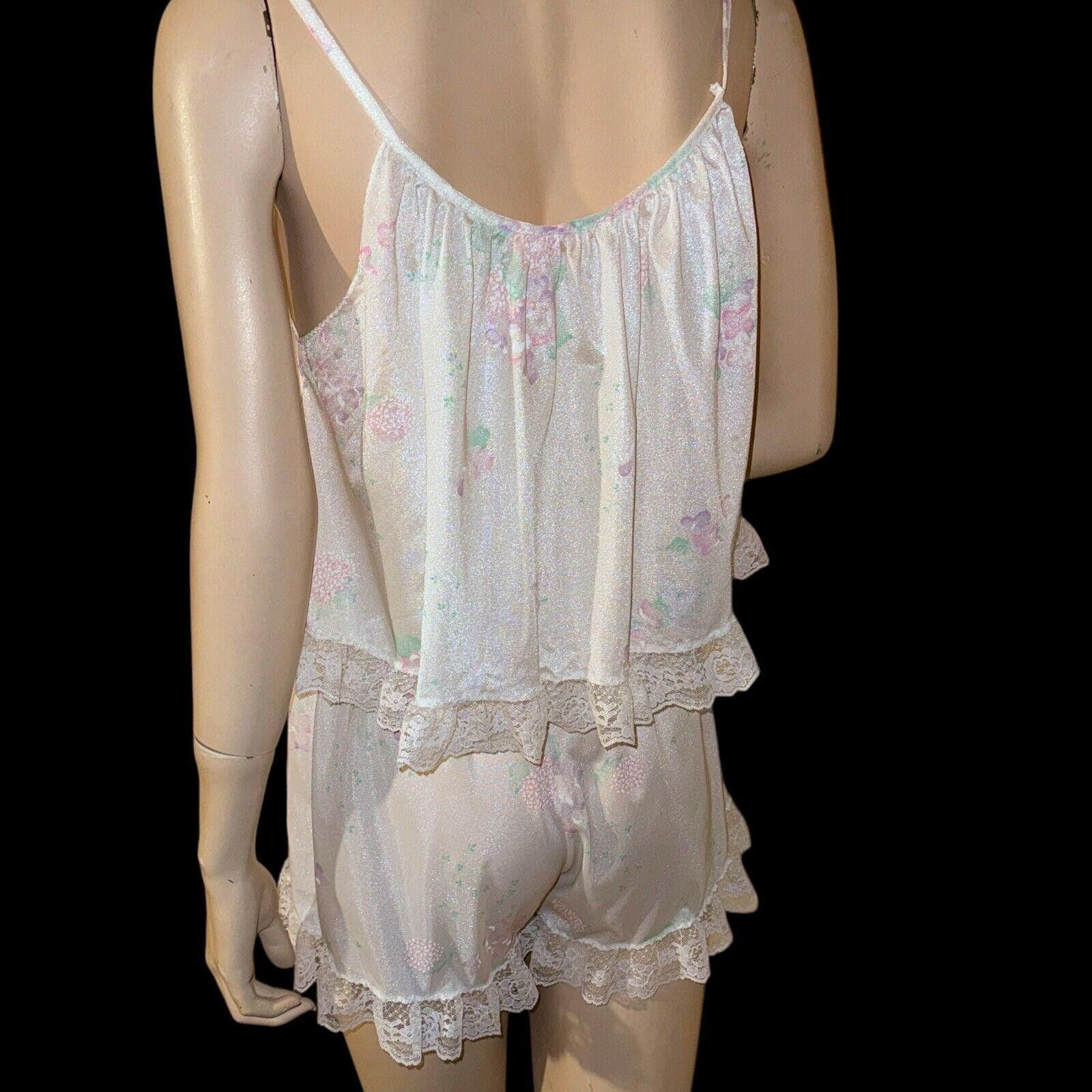 Designer Vintage Erica Loren Pastel Lacy Pajama Babydoll Sz S Size ONE SIZE - 4 Thumbnail