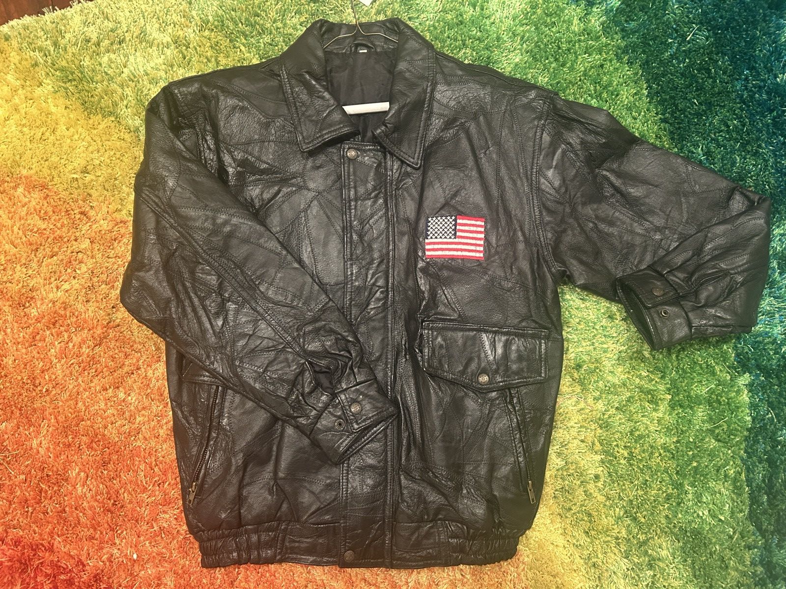 Other VINTAGE EMBROIDERED BLACK LEATHER BOMBER JACKET Size US M / EU 48-50 / 2 - 1 Thumbnail