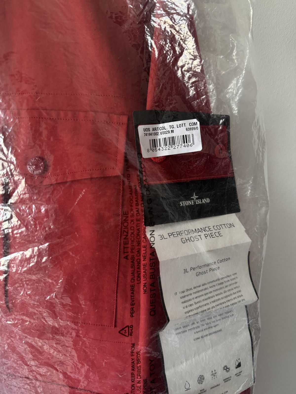 Stone Island 🔥 Stone Island Ghost Piece Red 3L Performance Cotton Jacket Size US L / EU 52-54 / 3 - 18 Thumbnail