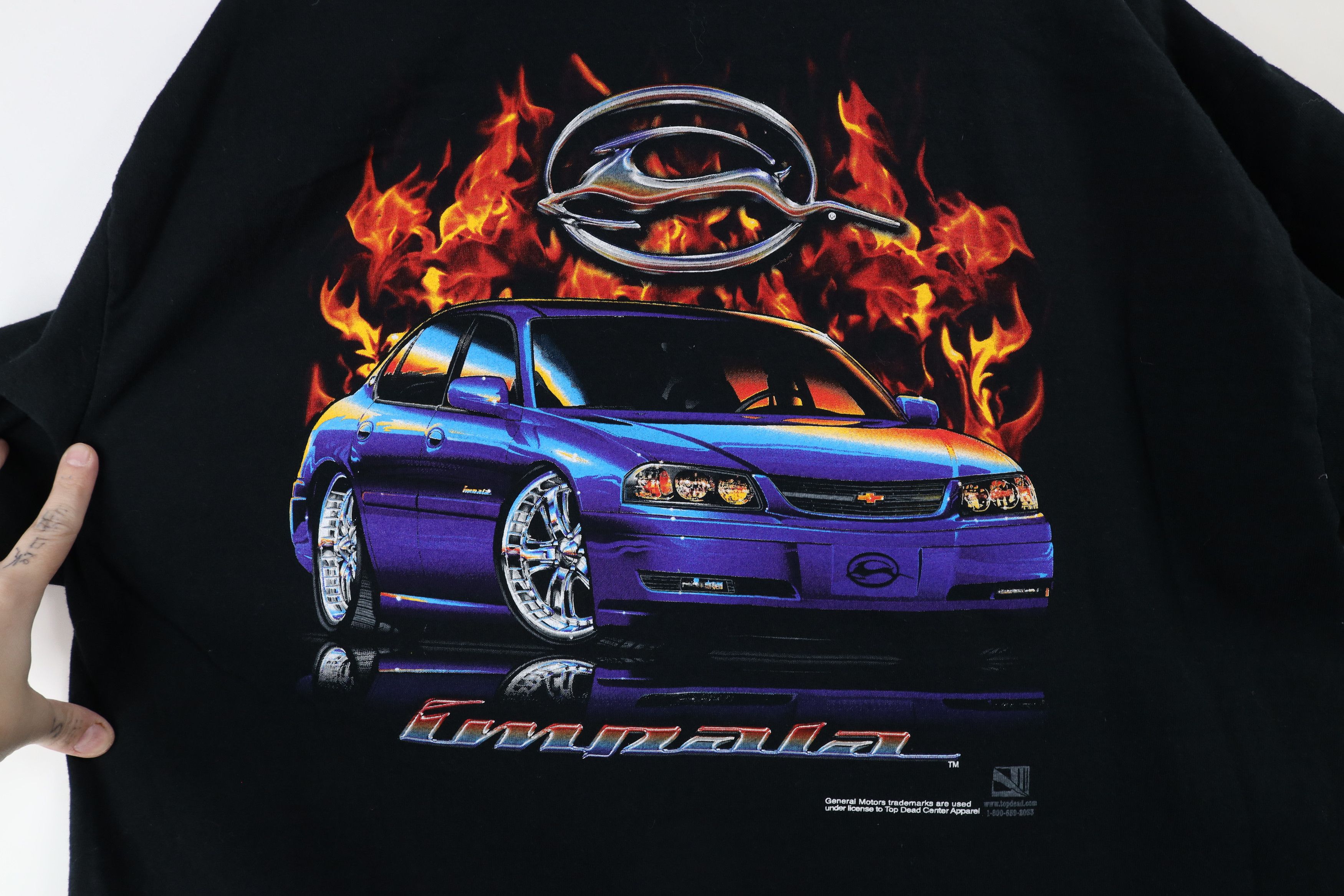Vintage Vintage General Motors Chevy Impala Fire Flames Car T-Shirt Size US XL / EU 56 / 4 - 6 Thumbnail