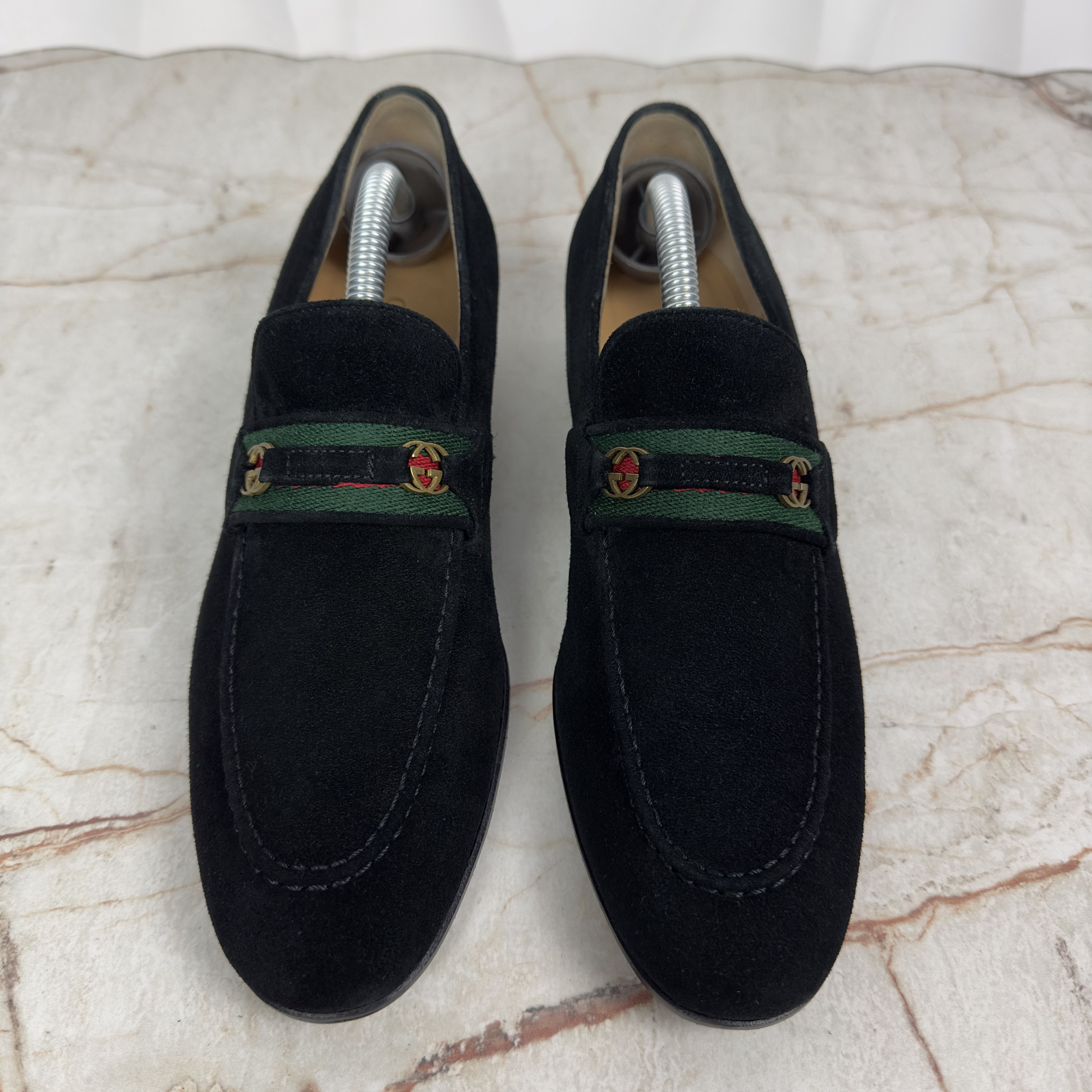Gucci Horsebit Web Vintage Loafers Black Suede Size US 7.5 / IT 37.5 - 3 Thumbnail
