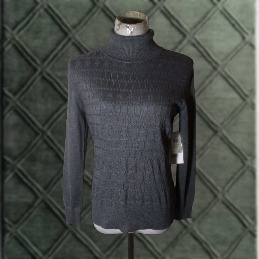 Vintage RETROLOGY Gray Rayon Long Sleeve Turtleneck Top Size S/P NWT Size S / US 4 / IT 40 - 1 Thumbnail