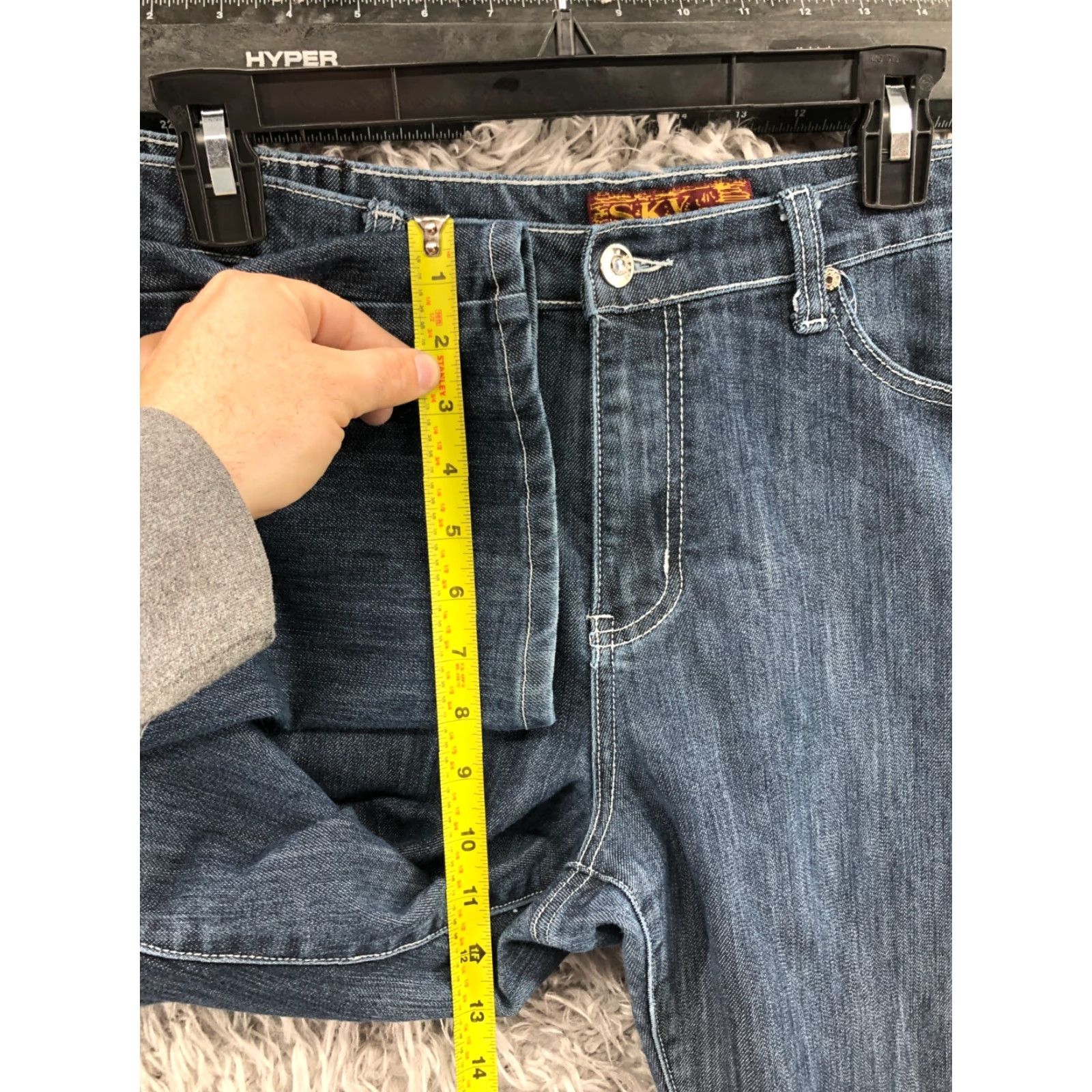 Vintage Sky Jeans Womens Size 14 Dark Wash Blue Denim 5-Pocket Straight Regular Rise Belt Loops 32in Inseam Size 36" / US 14 / IT 50 - 4 Thumbnail