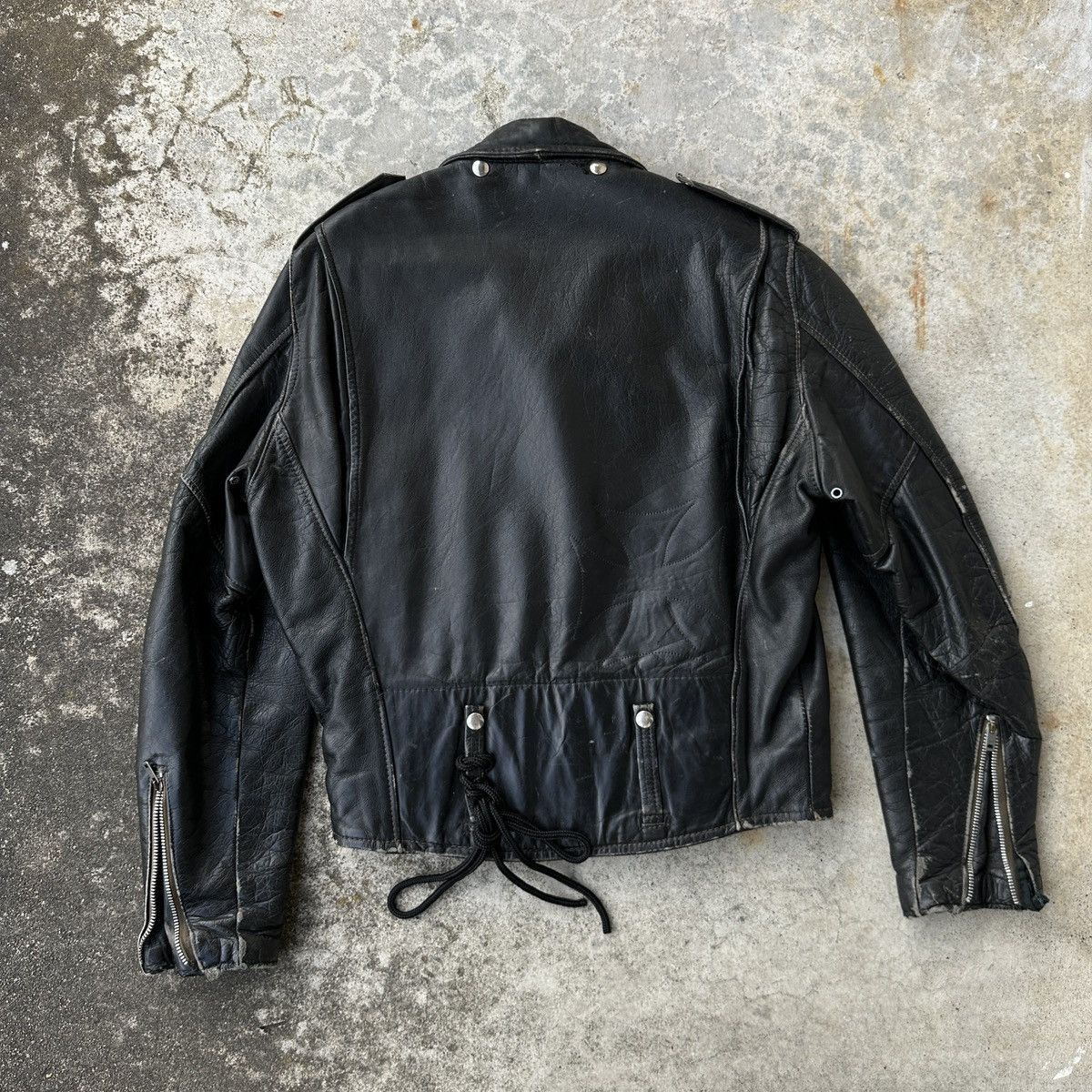 Leather Trashed 80s Moto Biker Rider jacket Vanson ERD Perfecto Size US L / EU 52-54 / 3 - 3 Thumbnail