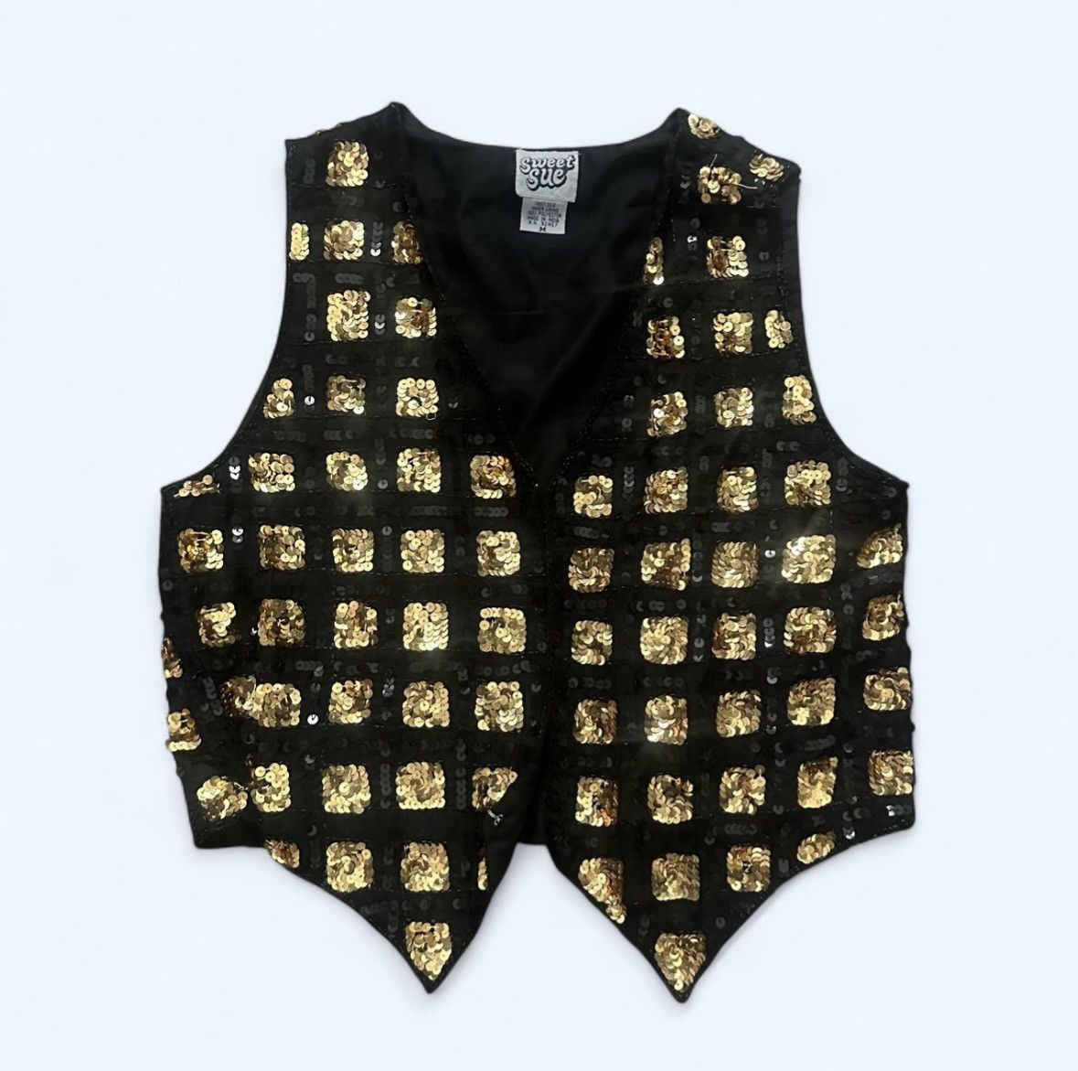 Other Vintage 1970s 100% Silk Black and Gold Beaded/Sequined Vest Size M / US 6-8 / IT 42-44 - 1 Thumbnail