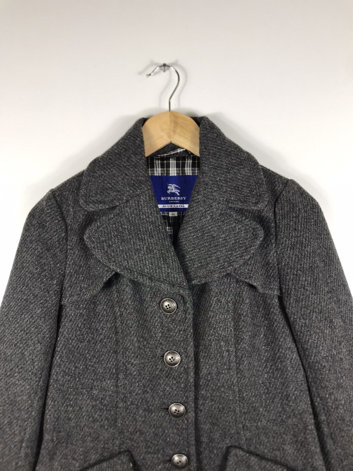 Burberry ⚡️Vintage Burberry Blue Label Klassisk Wool Button Jacket Size XS / US 0-2 / IT 36-38 - 4 Thumbnail