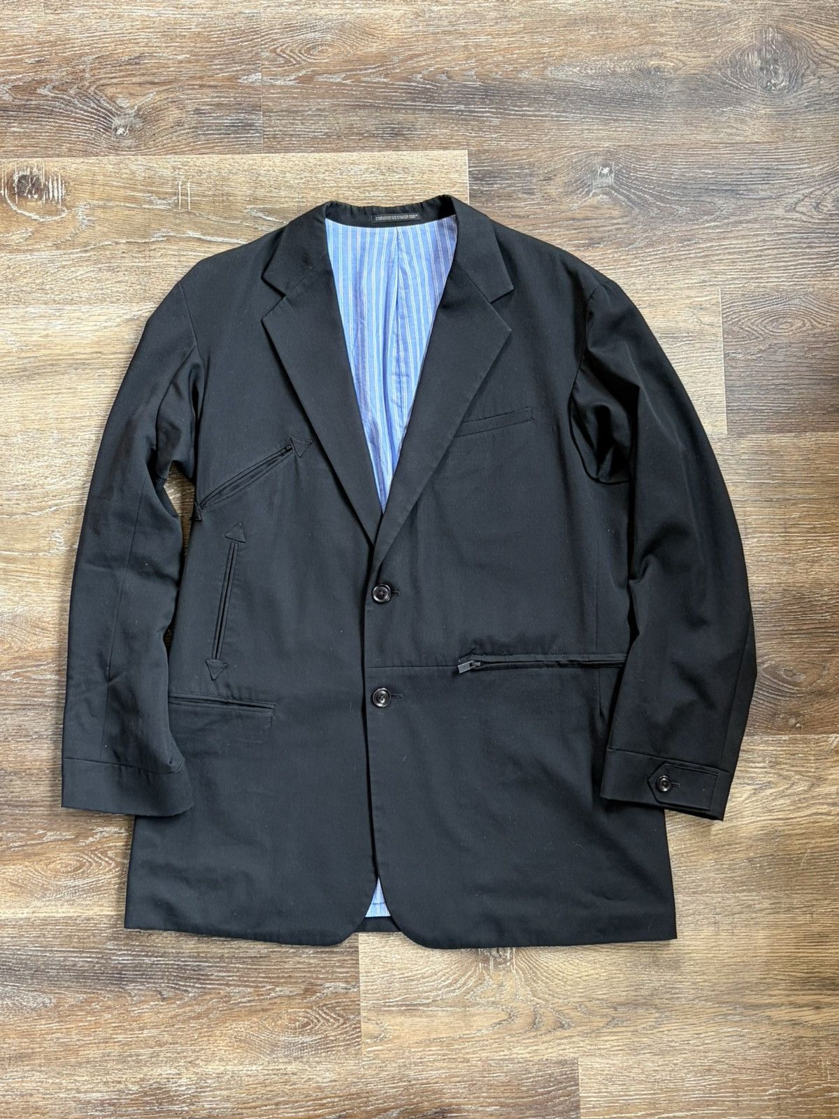 Yohji Yamamoto Pour Homme 17AW K Notch Zipped Blazer Size 44L - 3 Thumbnail