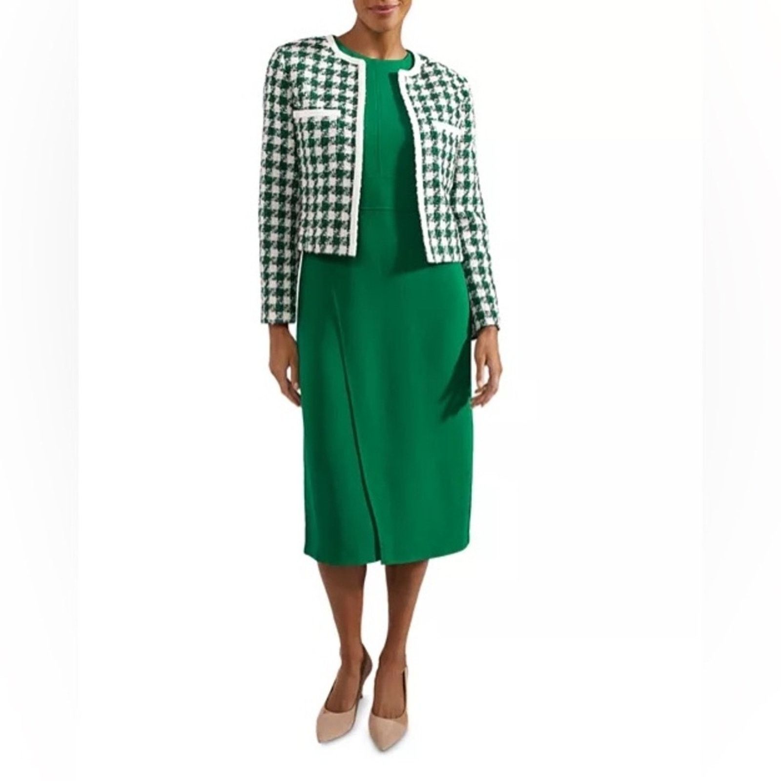 Hobbs London HOBBS LONDON Genevieve Houndstooth Checkered Jacket Size 14 Size XL / US 12-14 / IT 48-50 - 1 Thumbnail