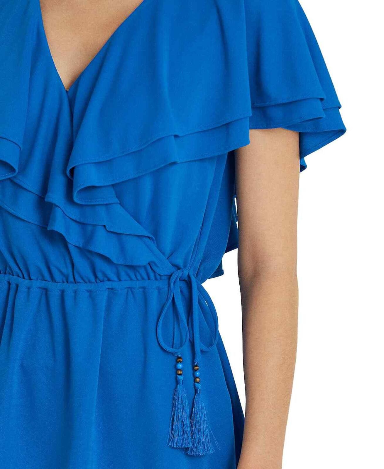 Lauren Ralph Lauren Lauren Ralph Lauren Blue Ruffle Trim Surplice Jersey Top Size M / US 6-8 / IT 42-44 - 3 Thumbnail