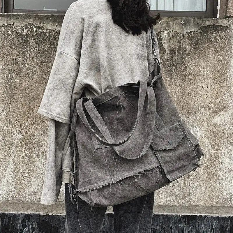Japanese Brand × Vintage Vintage Canvas School Big Shopping Bag Handbag Size ONE SIZE - 1 Thumbnail