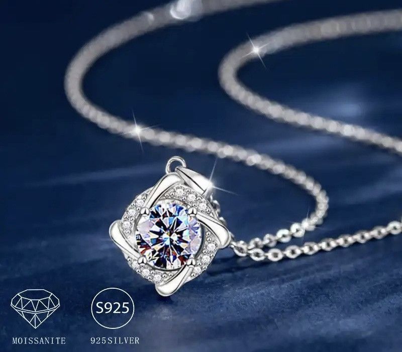 Jewelry × Sterling Silver 925 Sterling Silver Moissanite Windmill Pendant Necklace Size ONE SIZE - 2 Thumbnail