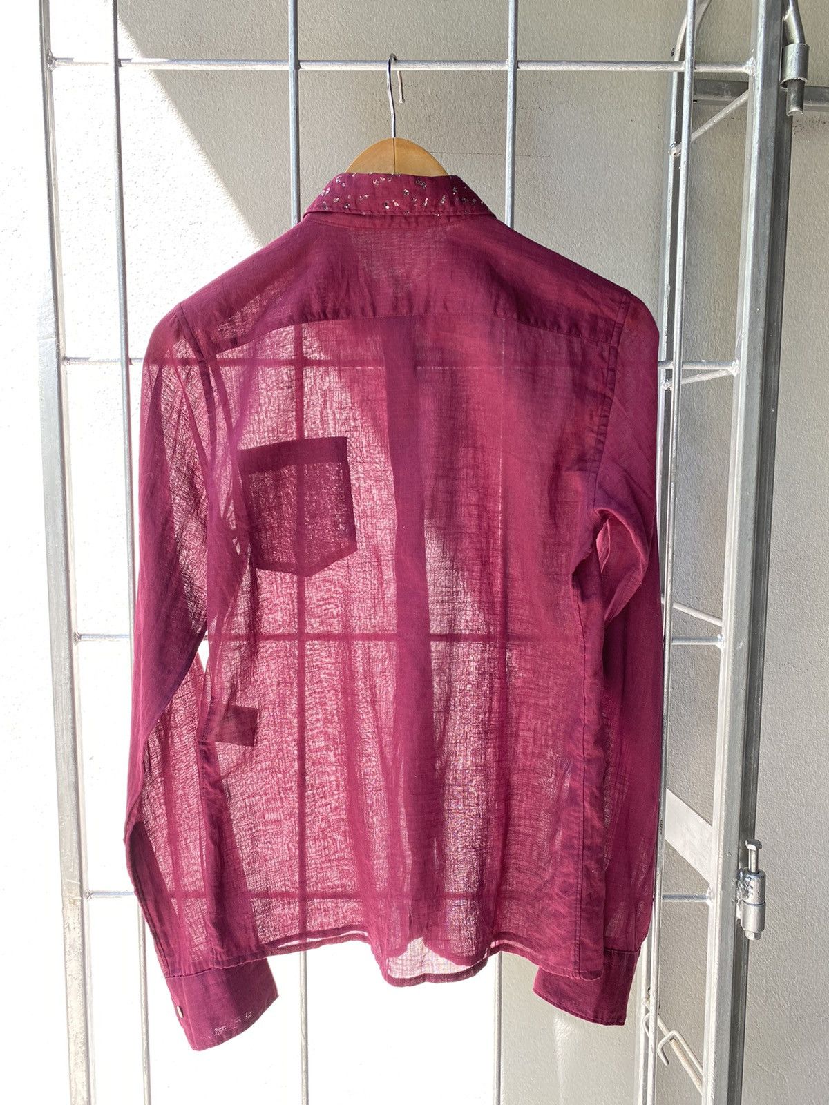 Zucca ZUCCA Deep Red Sheer Shirt with Sparkling Collar Size S / US 4 / IT 40 - 15 Thumbnail