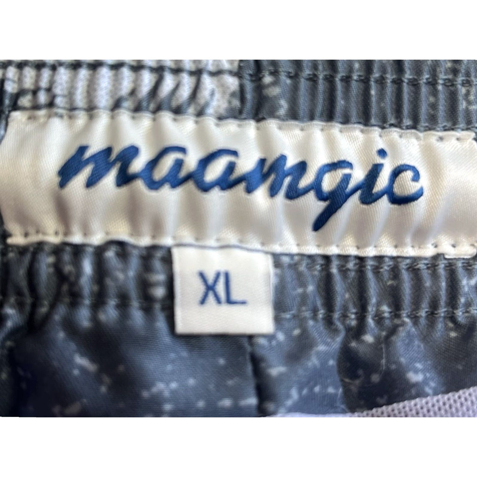 Vintage Maamgic Mens Palm Blue Swim Trunks XL Back Pocket Drawstring Elastic Bottom Polyester Trunks Mens XL Blue Palm Swim Bottom Size ONE SIZE - 6 Thumbnail