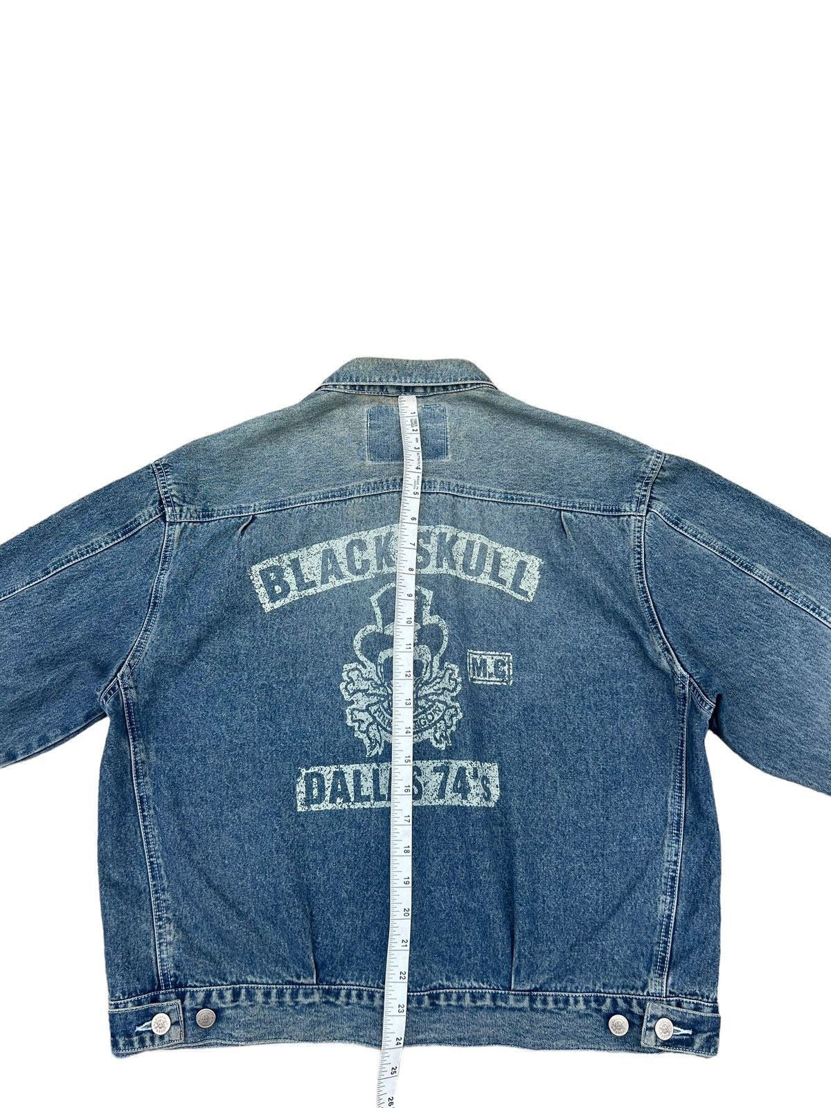 Vintage VTG Cream Soda Black Skull M.C Dallas 74’s Denim Jacket Size US XL / EU 56 / 4 - 2 Thumbnail