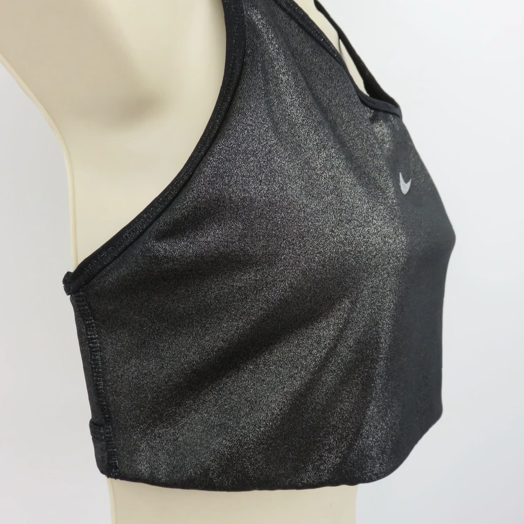Nike Nike Dri-Fit Sports Bra Women L Black Gray Shimmer Racerback Wireless Nike Dri-FIT Bra L Womens Raceback Pullover Quick-Search Size ONE SIZE - 3 Thumbnail