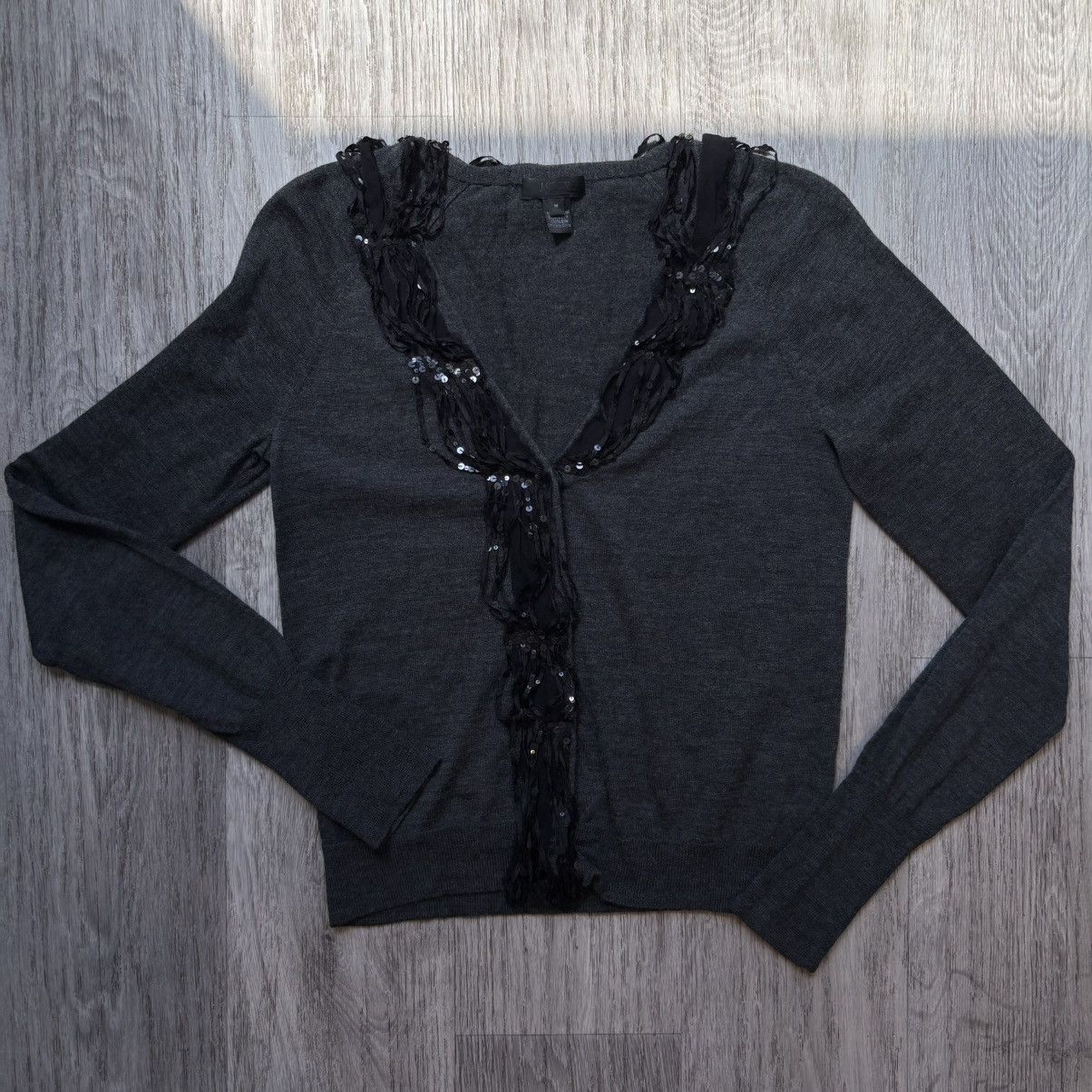 J.Crew J Crew Womens Medium Gray Silk Merino Wool Sequined Cardigan Size M / US 6-8 / IT 42-44 - 1 Thumbnail