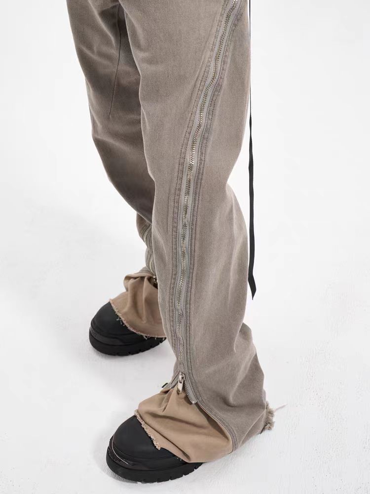 Japanese Brand × Jean High Street Hip Hop Spiral Zipper Raw Edge Micro Baggy Jeans Size US 30 / EU 46 - 3 Thumbnail