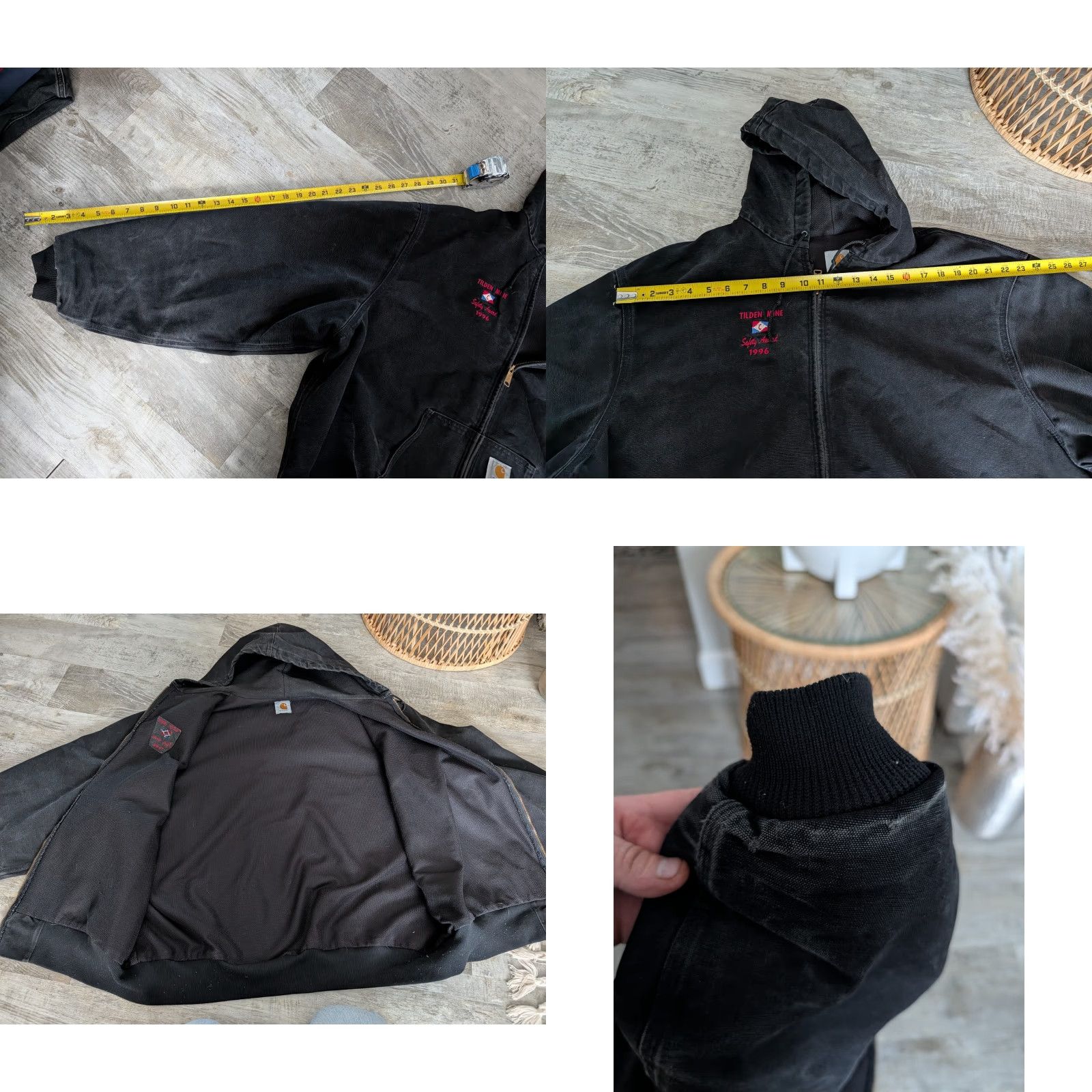 Carhartt VINTAGE Carhartt Jacket 2XL/3XL Hooded Full Zip Canvas Black Men's Bomber Workwear 90s Size US XXL / EU 58 / 5 - 9 Thumbnail