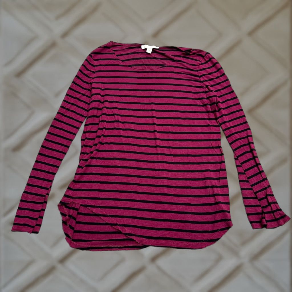 Gloria Vanderbilt Gloria Vanderbilt Blouse Womens S Red Striped Knit Stretch Top Casual Shirt Size S / US 4 / IT 40 - 1 Thumbnail