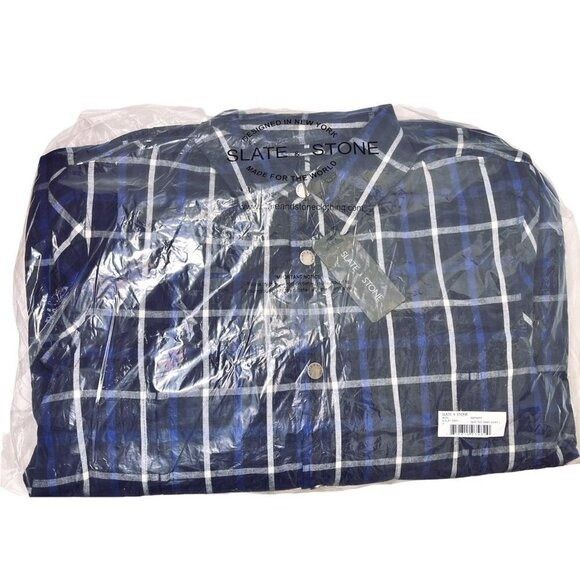 Slate & Stone Slate & Stone Mens Blue Plaid Quilted Lightweight Snap Shirt Size US M / EU 48-50 / 2 - 4 Thumbnail