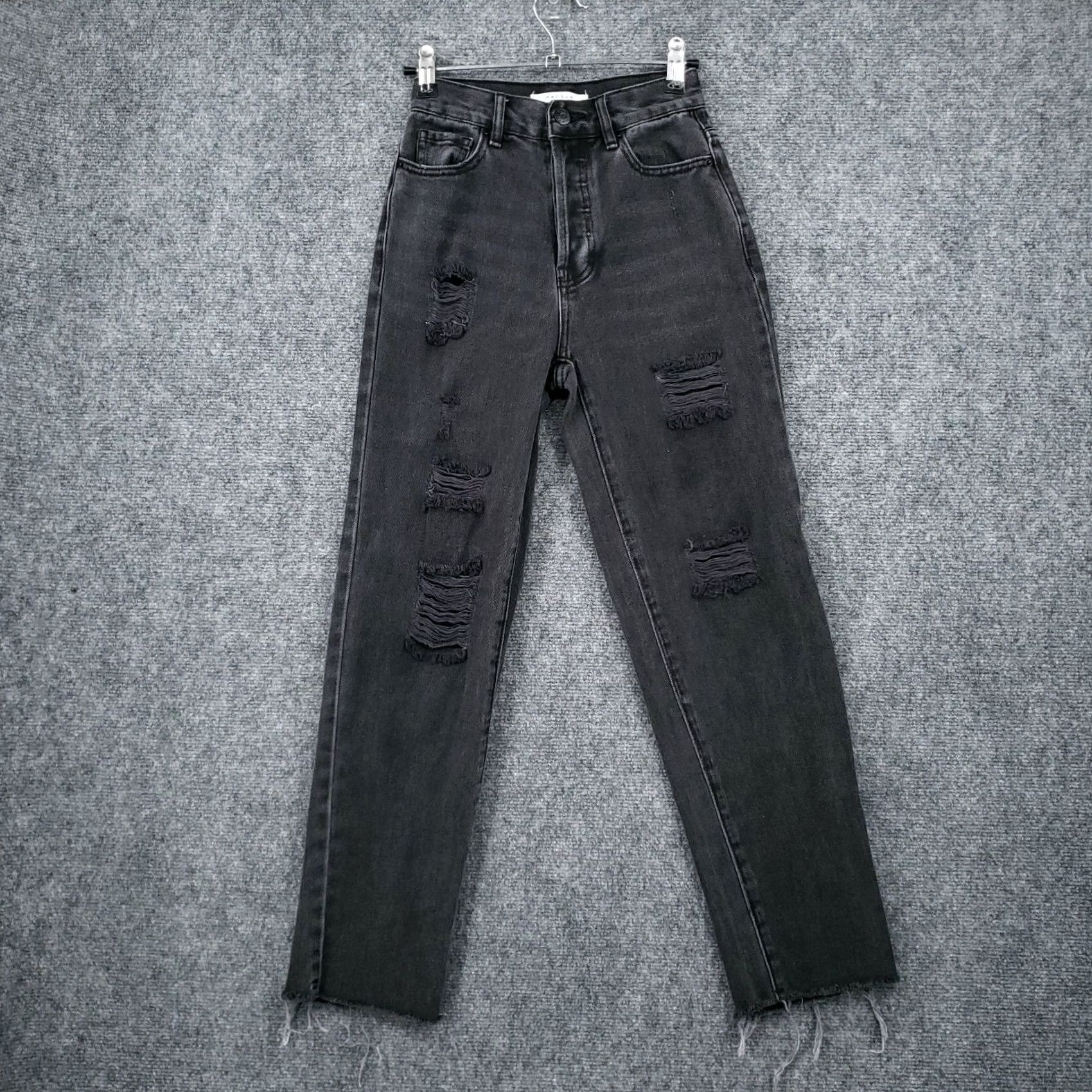 Pacsun PacSun Jeans Womens 22 Black High Rise Straight Leg Button Fly Dark Wash Denim Jeans Size 40" / US 18 - 2 Thumbnail