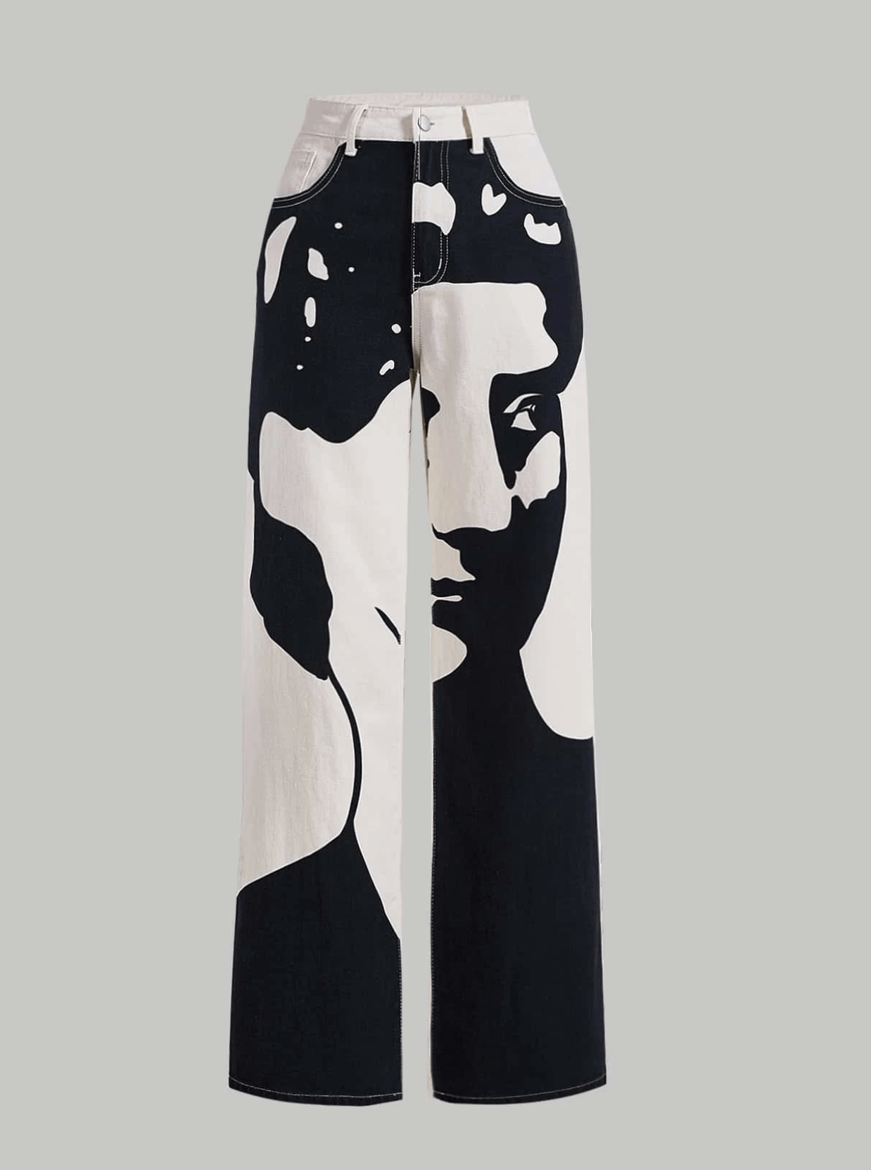Shein Graphic Printed Straight Leg Jeans Size 28" / US 6 / IT 42 - 1 Thumbnail