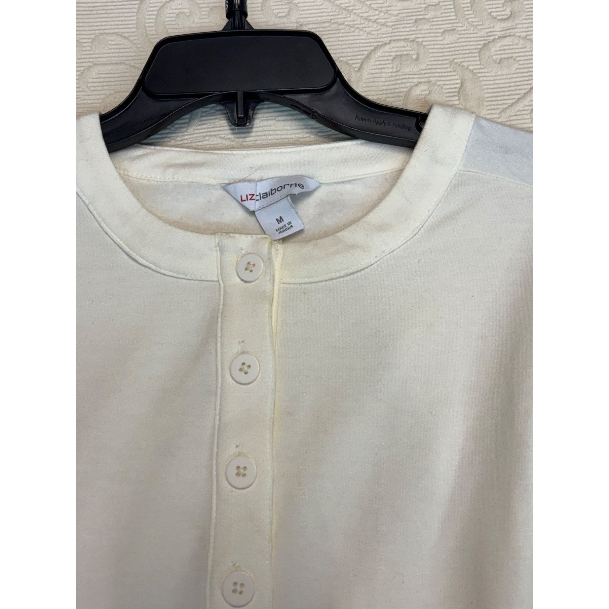 Liz Claiborne Liz Claiborne Women’s faux-Henley Tee, Crema, Size M Size S / US 4 / IT 40 - 6 Thumbnail