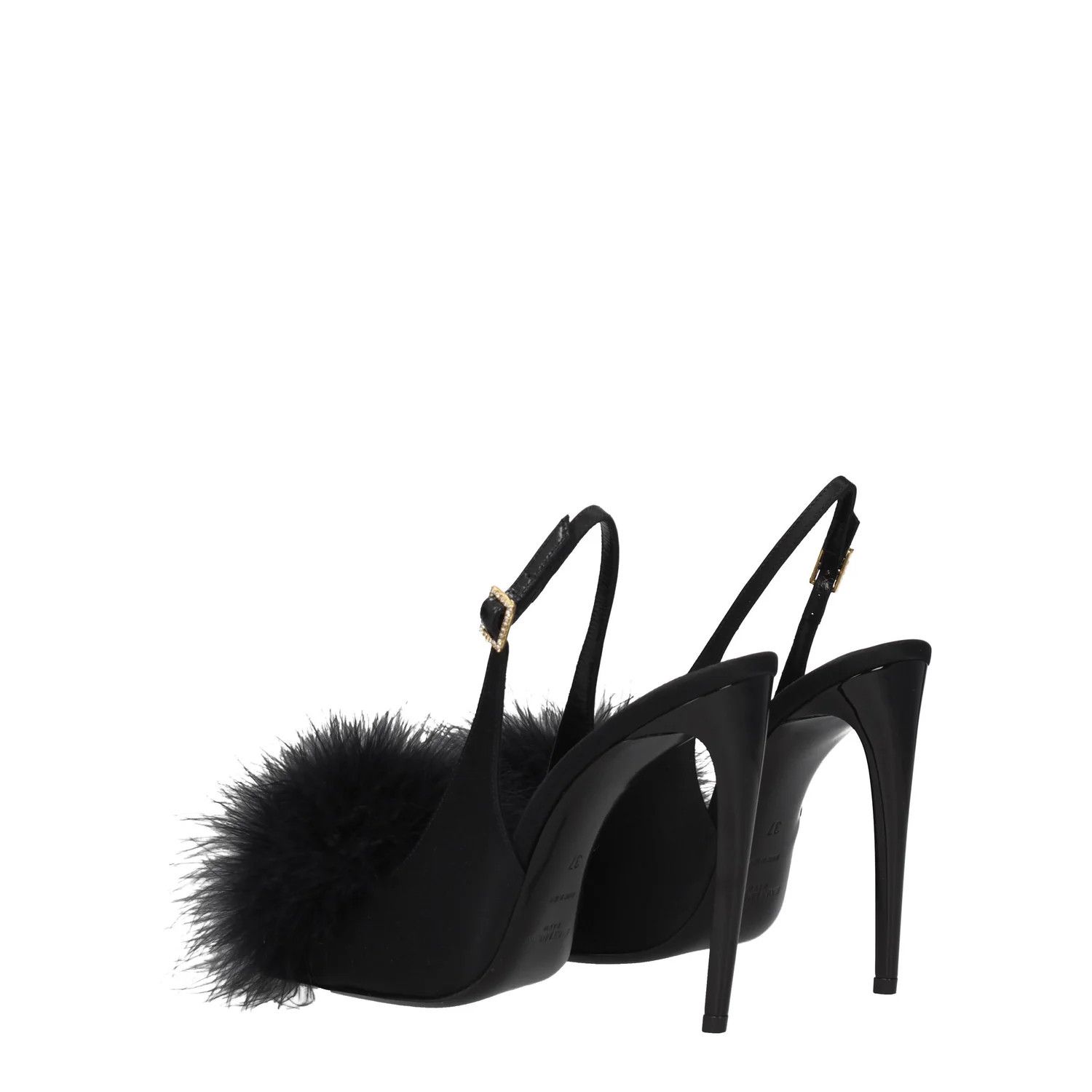 Saint Laurent Paris ob1o1e1124 Satin Sandals in Black Size US 7.5 / IT 37.5 - 4 Thumbnail