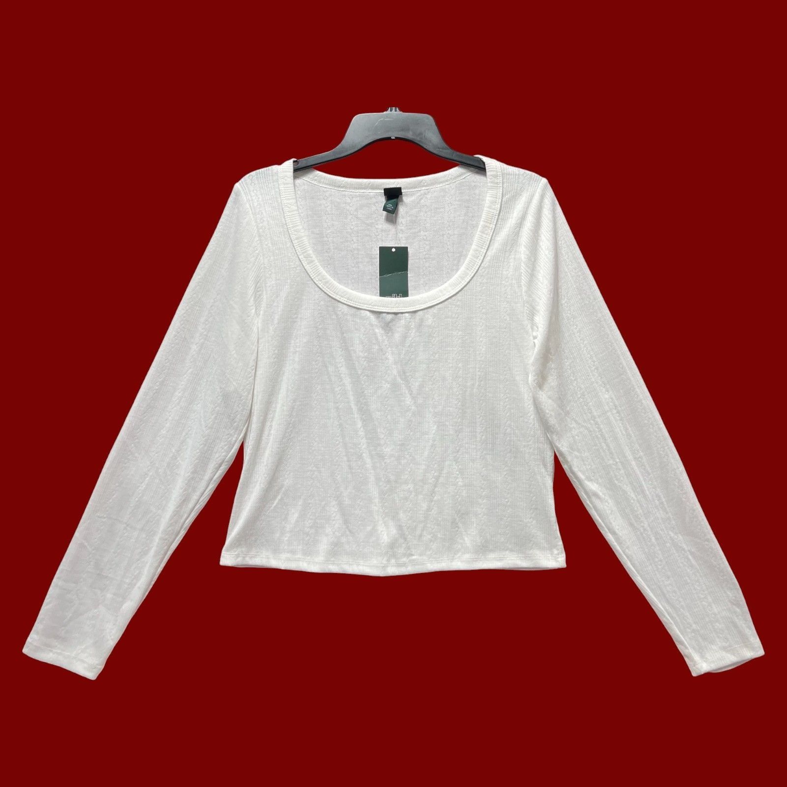 Other Wild Fable - Women's Long Sleeve Pointelle T-Shirt - White - Size XXL / US 16-18 / IT 52-54 - 1 Thumbnail