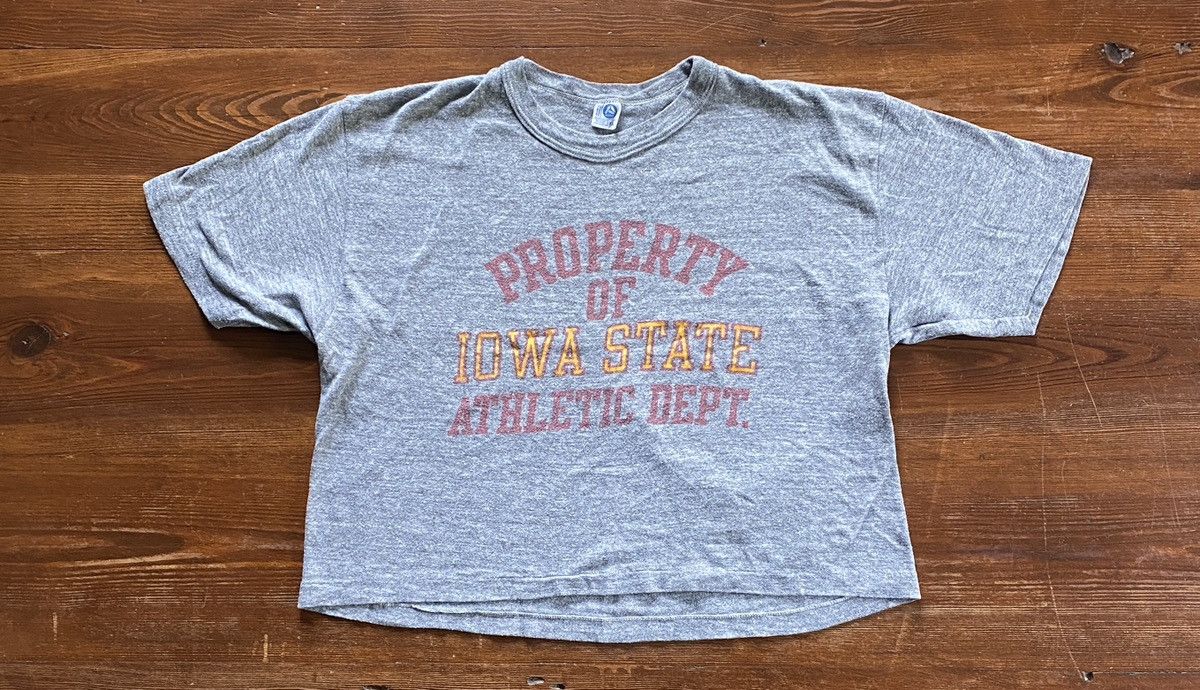 Vintage Vintage 80’s Iowa State Cropped Single Stitch Gray Tee Size US L / EU 52-54 / 3 - 2 Thumbnail